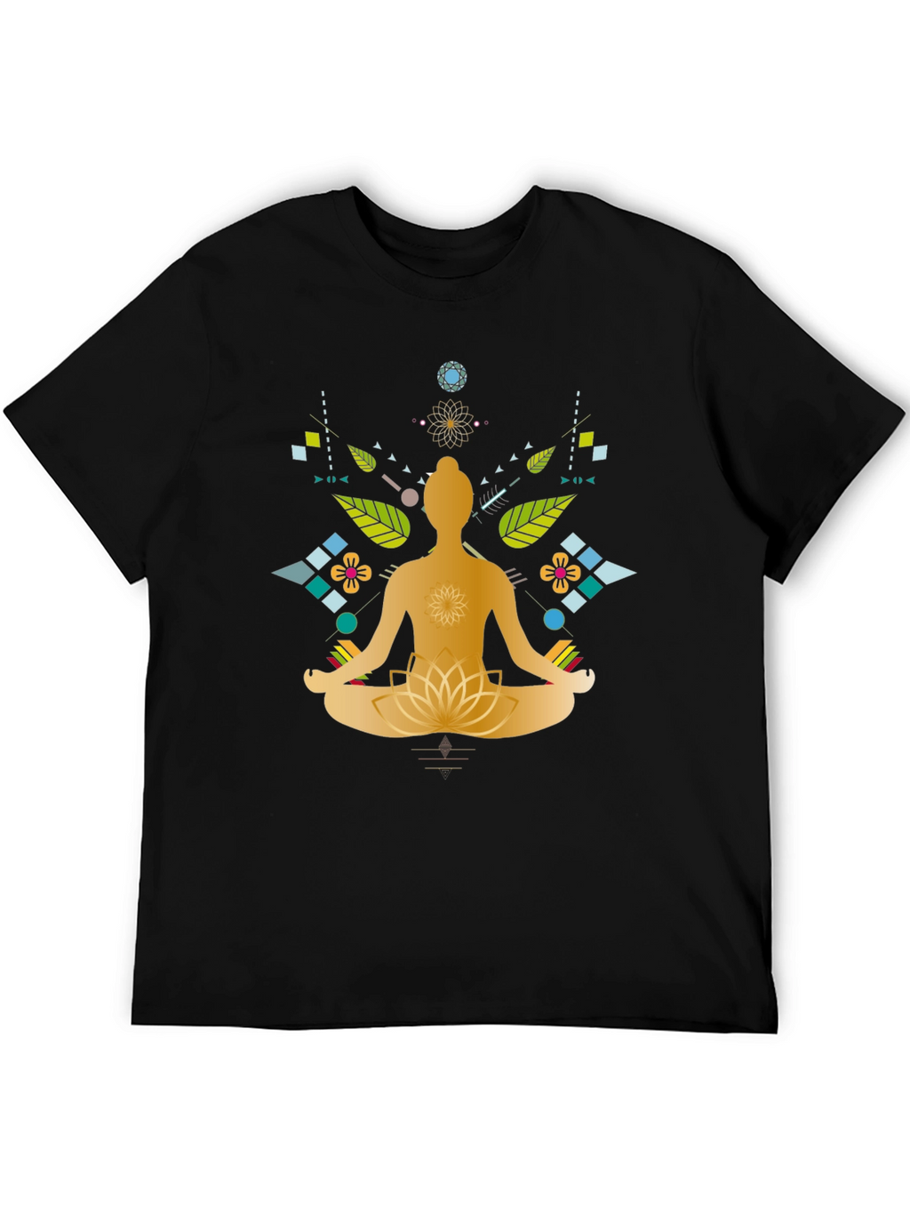 Meditative Lotus Graphic Tee - Black