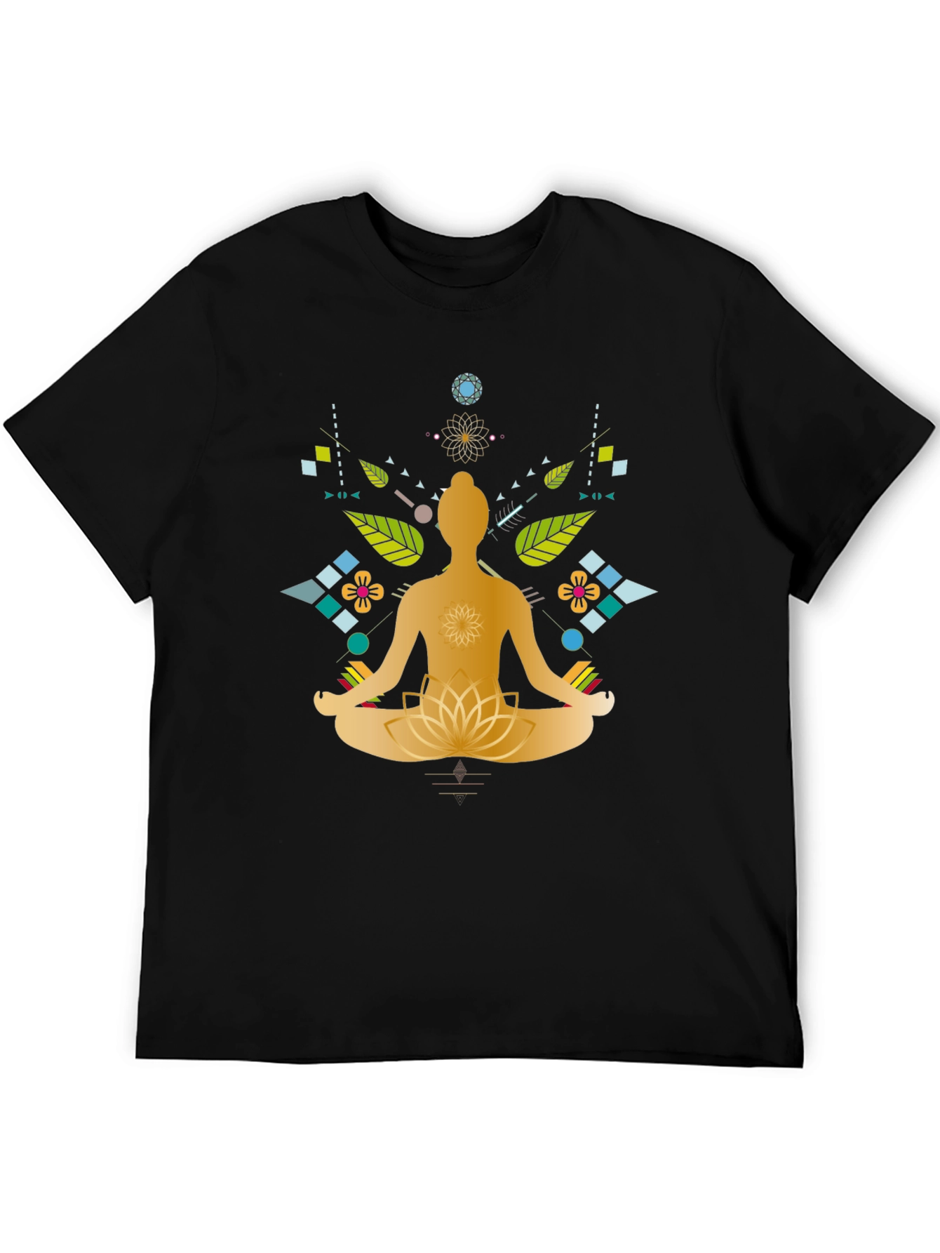 Meditative Lotus Graphic Tee - Black