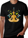Meditative Lotus Graphic Tee - Black