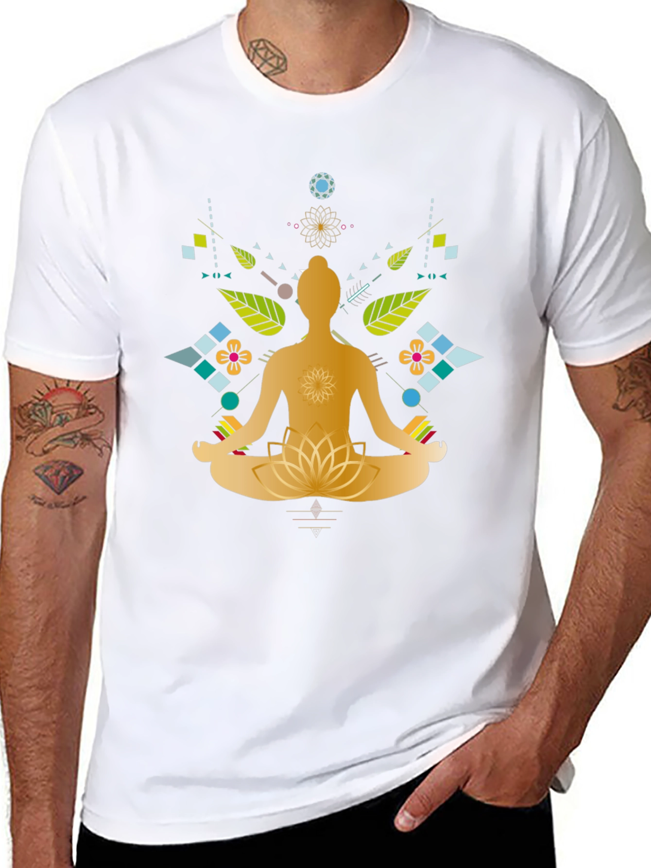 Meditative Lotus Graphic Tee - Black