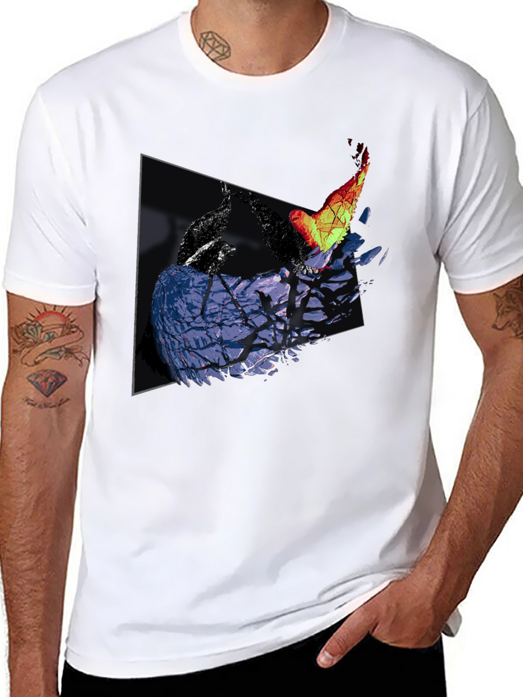 Abstract Bird Graphic Print Tee