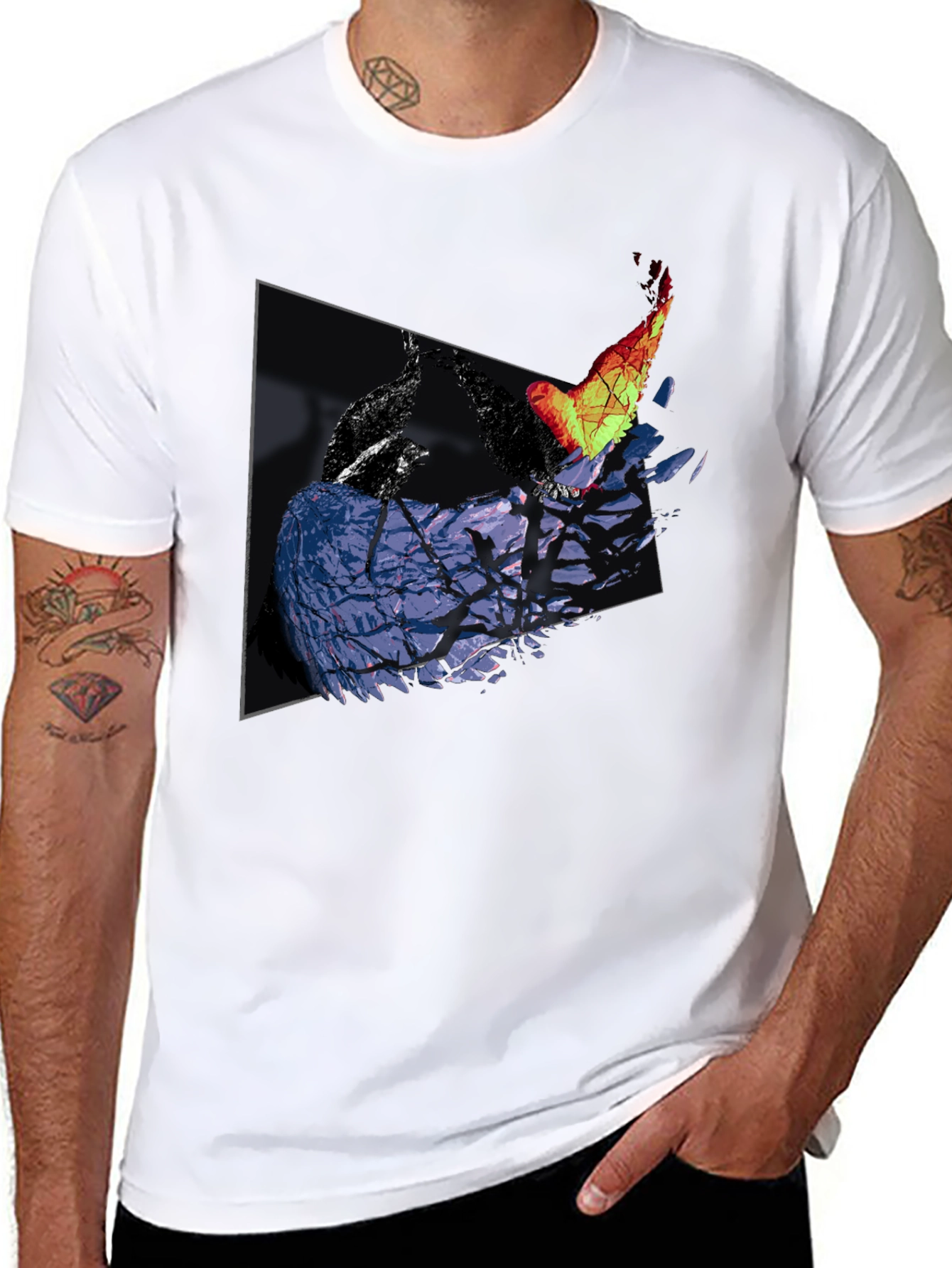 Abstract Bird Graphic Print Tee