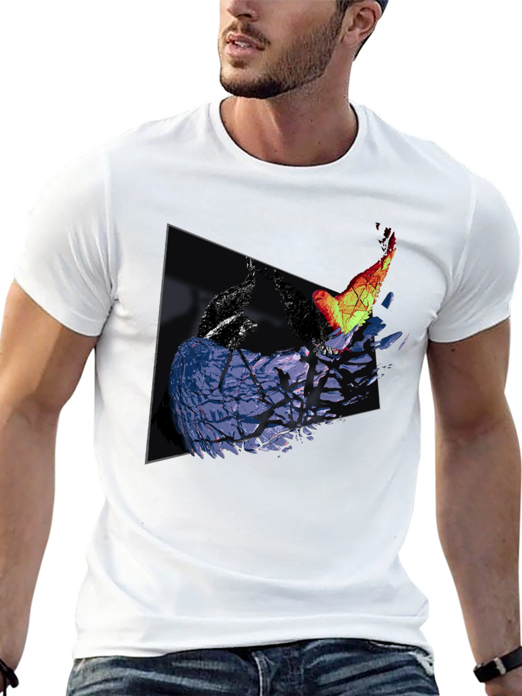 Abstract Bird Graphic Print Tee