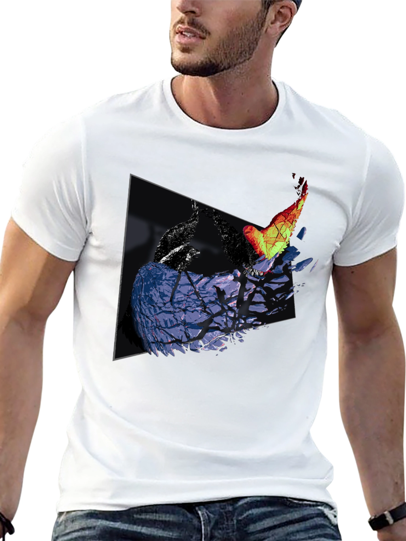 Abstract Bird Graphic Print Tee