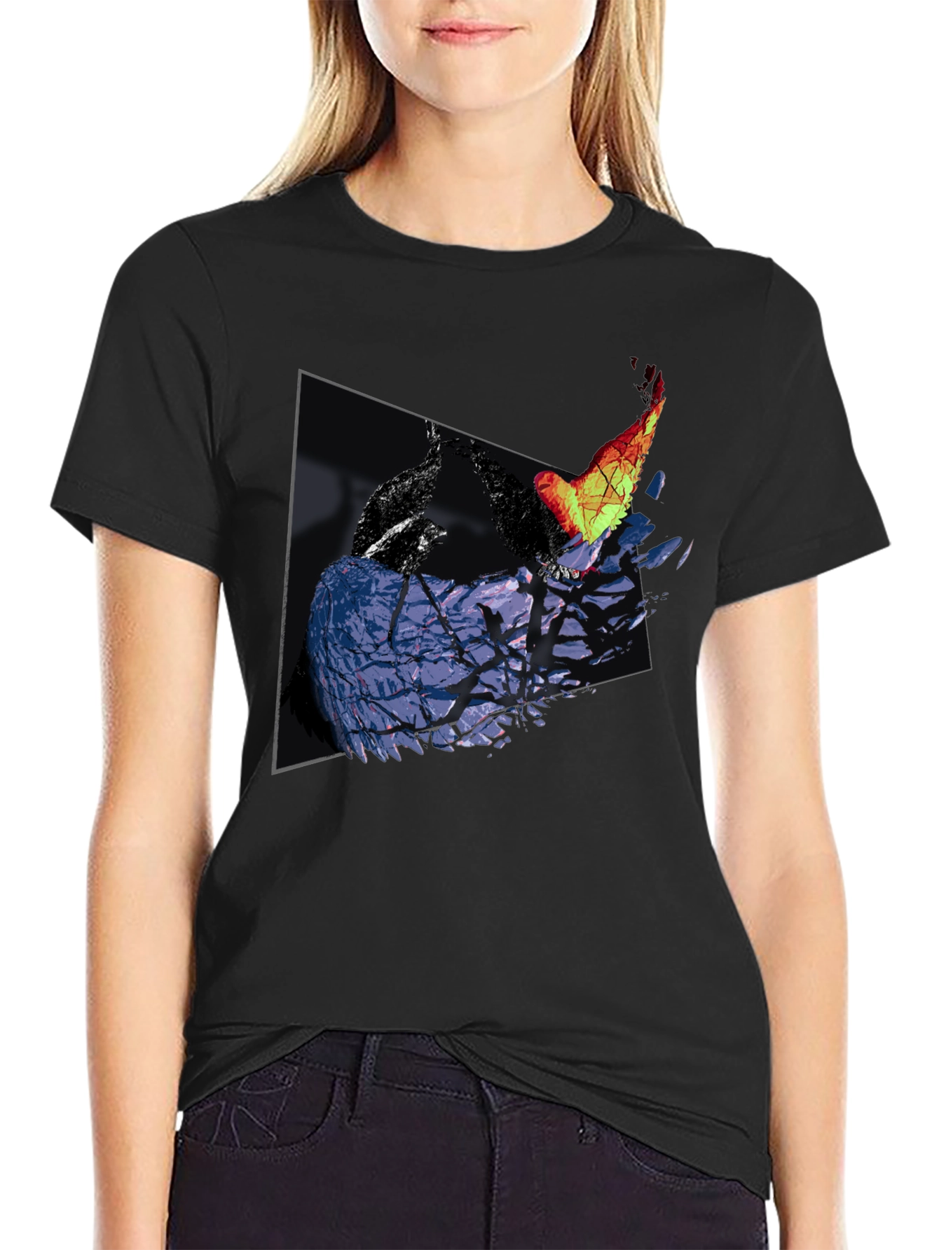 Abstract Bird Graphic Print Tee
