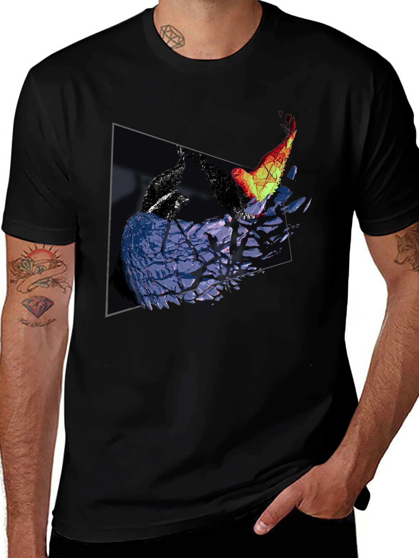 Abstract Bird Graphic Print Tee