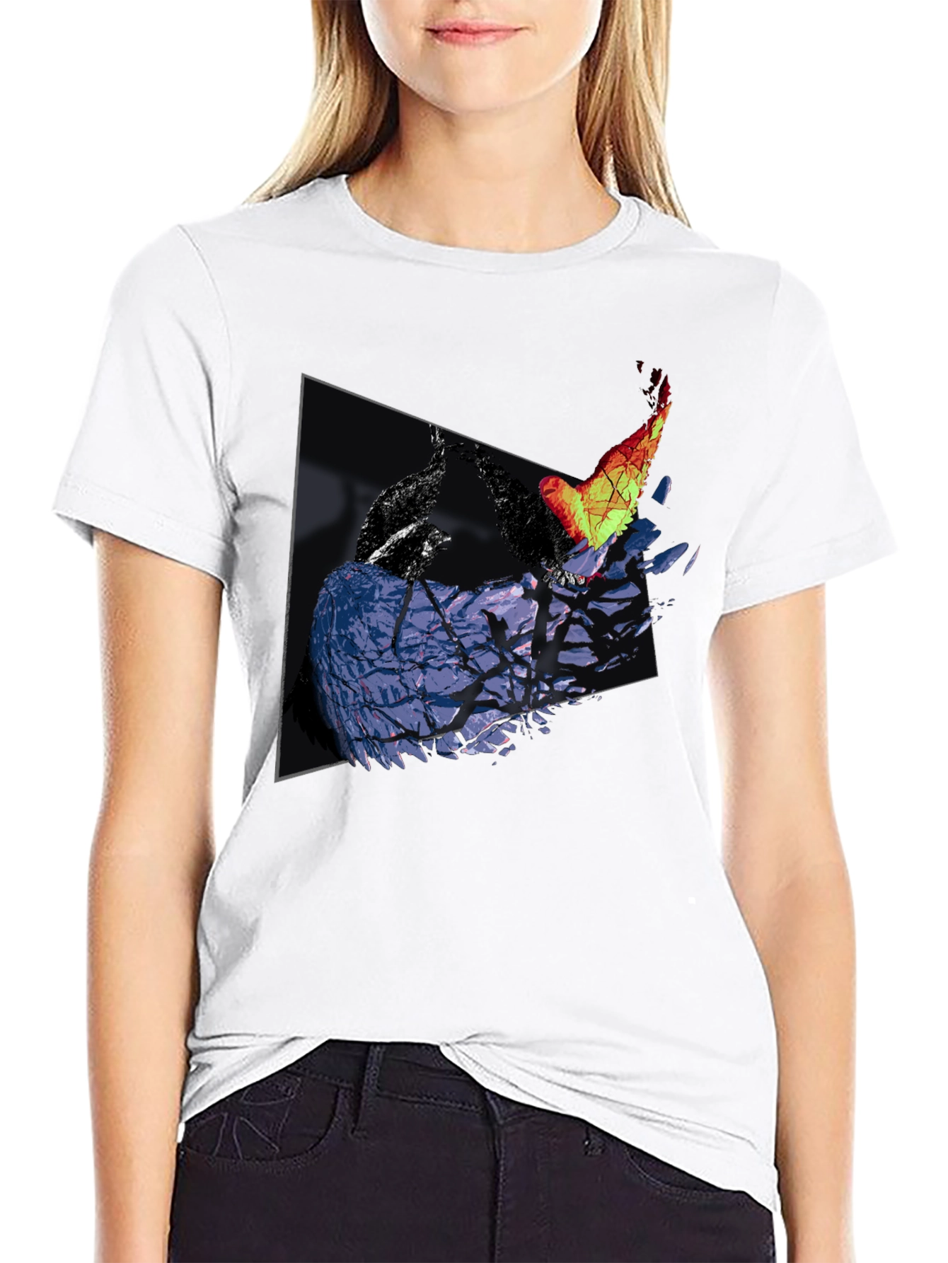 Abstract Bird Graphic Print Tee