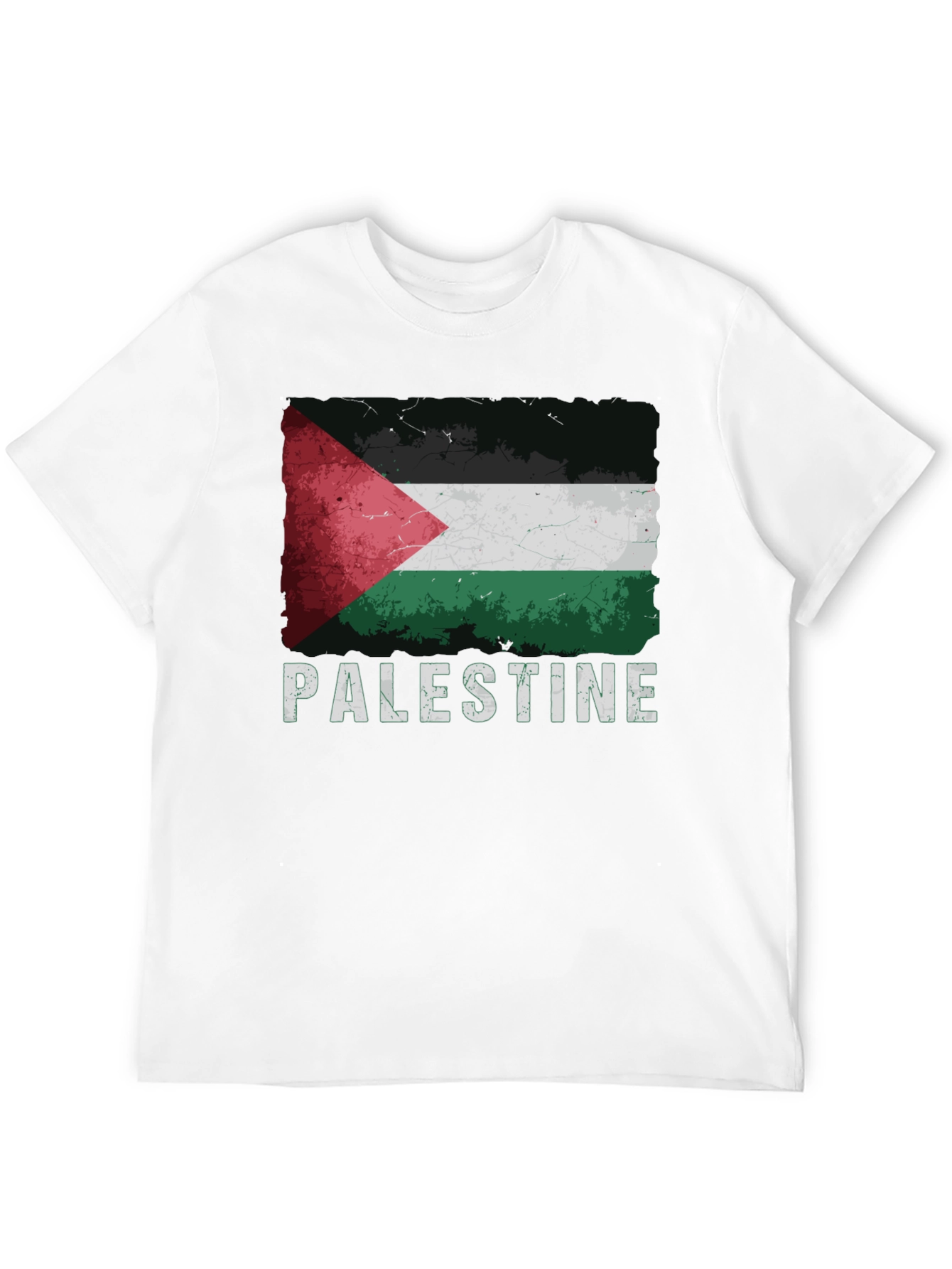 Palestine Flag Graphic Tee - Distressed Style