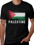 Palestine Flag Graphic Tee - Distressed Style