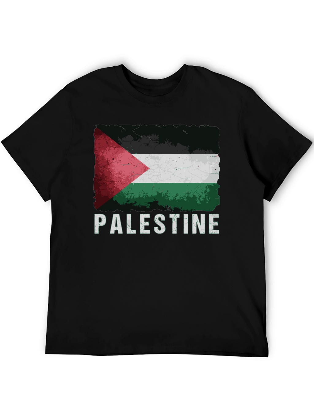 Palestine Flag Graphic Tee - Distressed Style