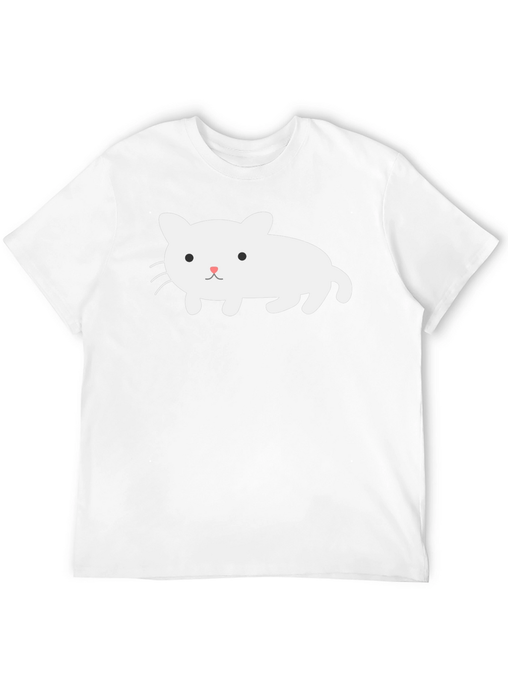 Cute White Cat Graphic Black T-Shirt