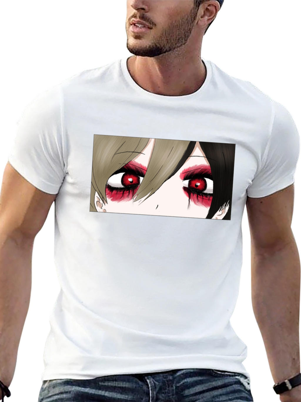 Anime Eyes Black T-Shirt - Gothic Style