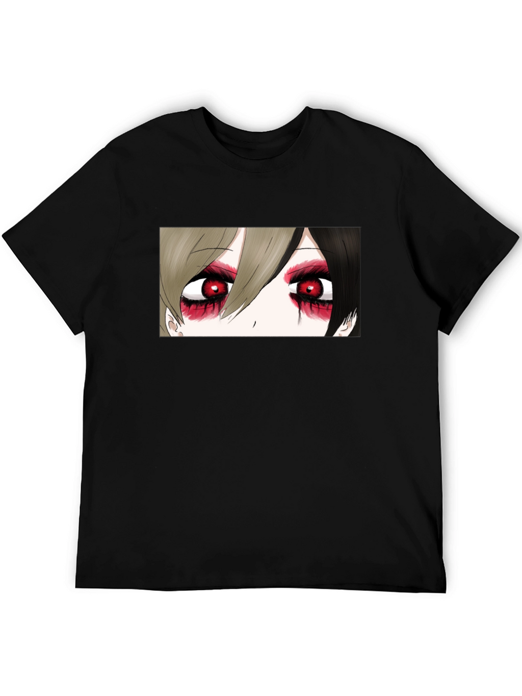 Anime Eyes Black T-Shirt - Gothic Style