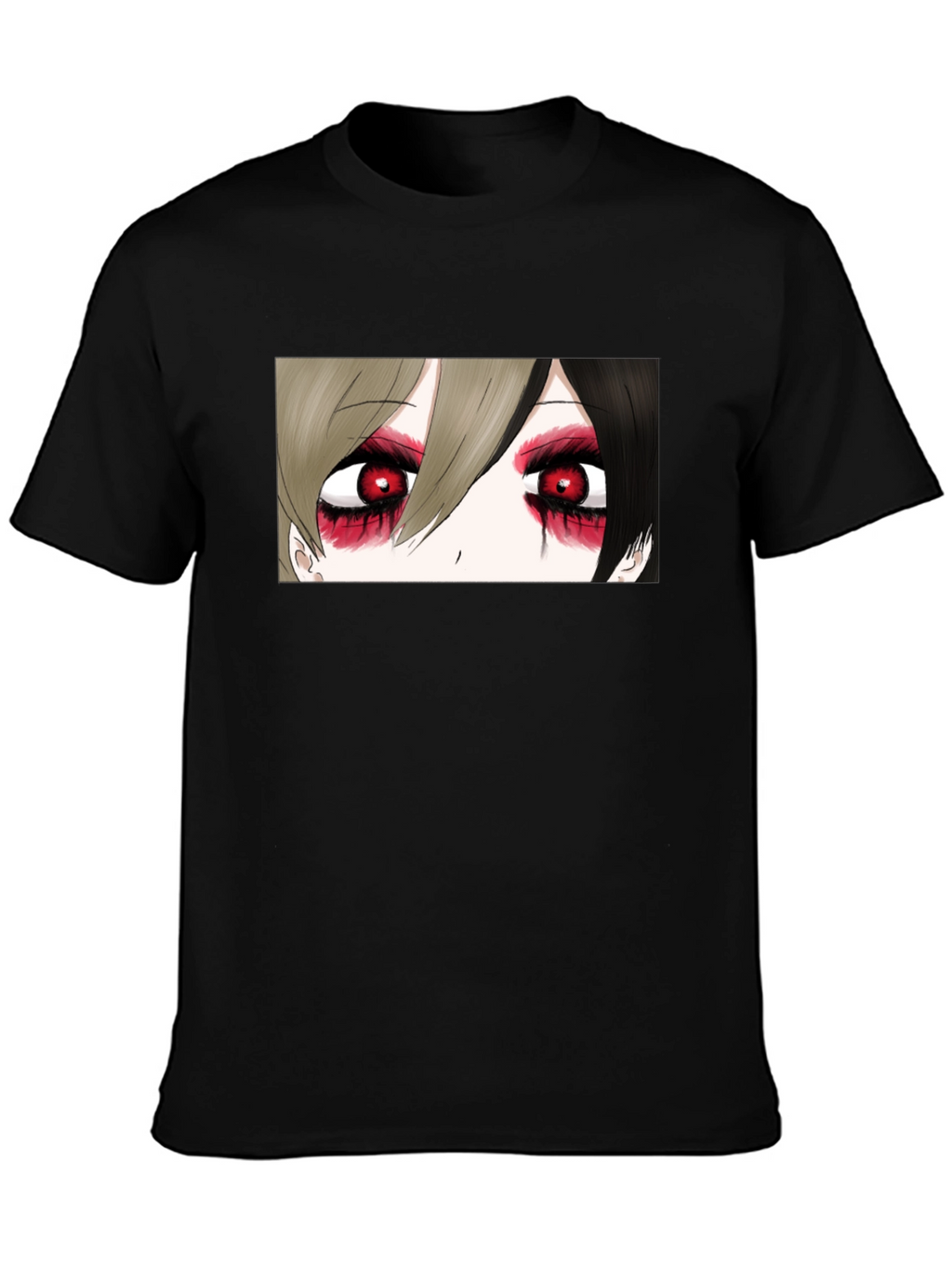 Anime Eyes Black T-Shirt - Gothic Style