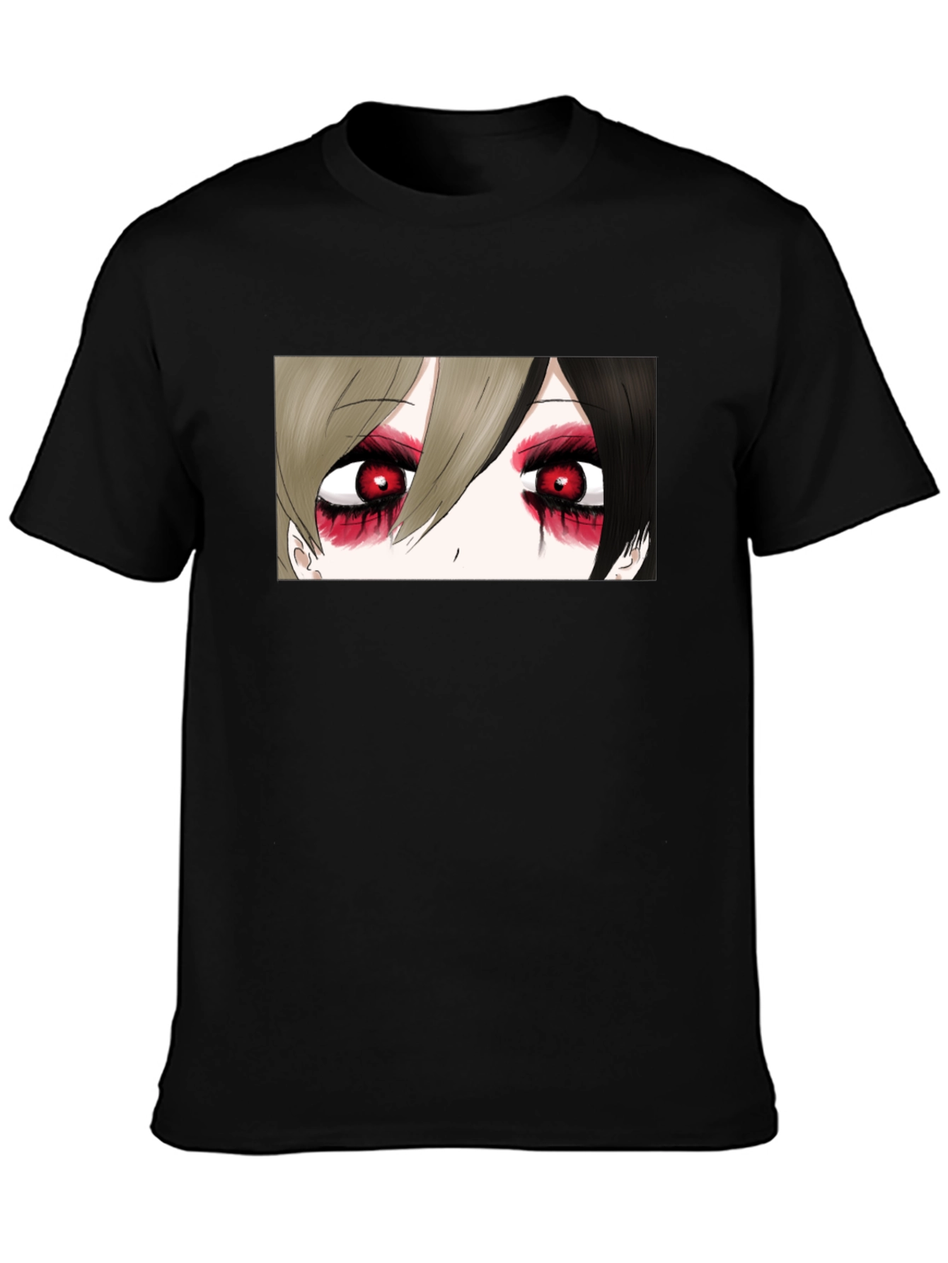 Anime Eyes Black T-Shirt - Gothic Style