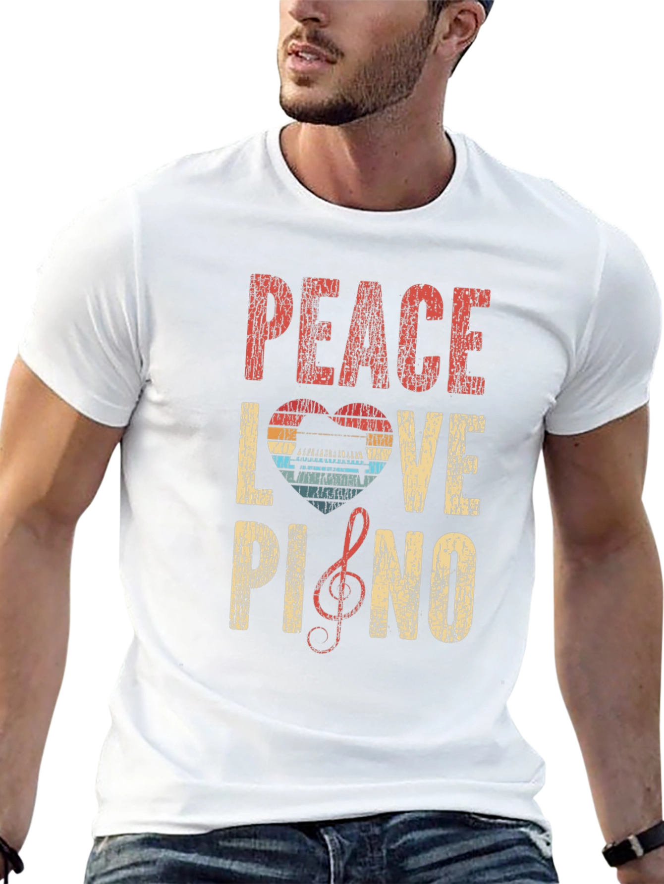 Peace Love Piano Graphic T-Shirt - Music Lover Tee