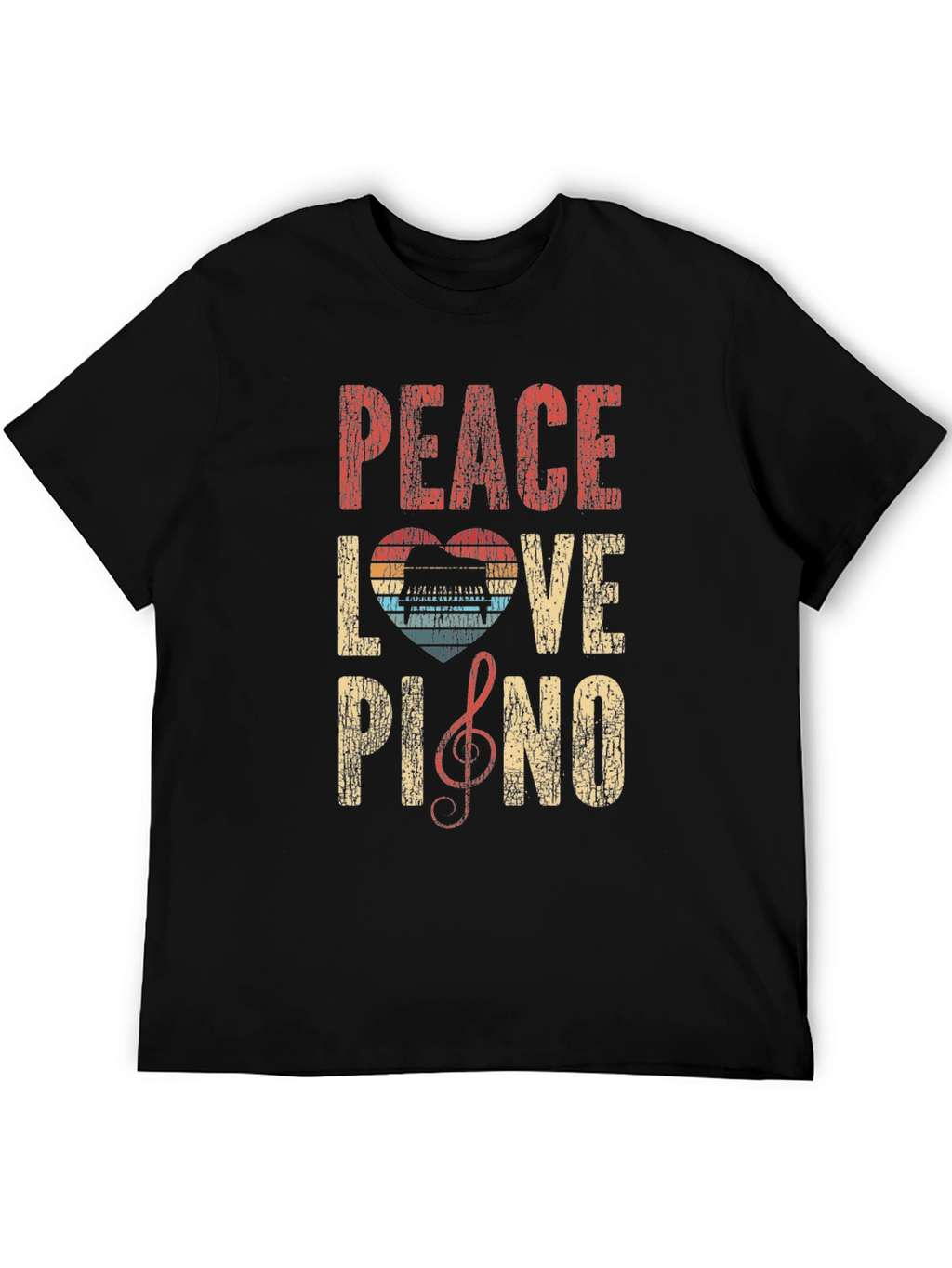 Peace Love Piano Graphic T-Shirt - Music Lover Tee