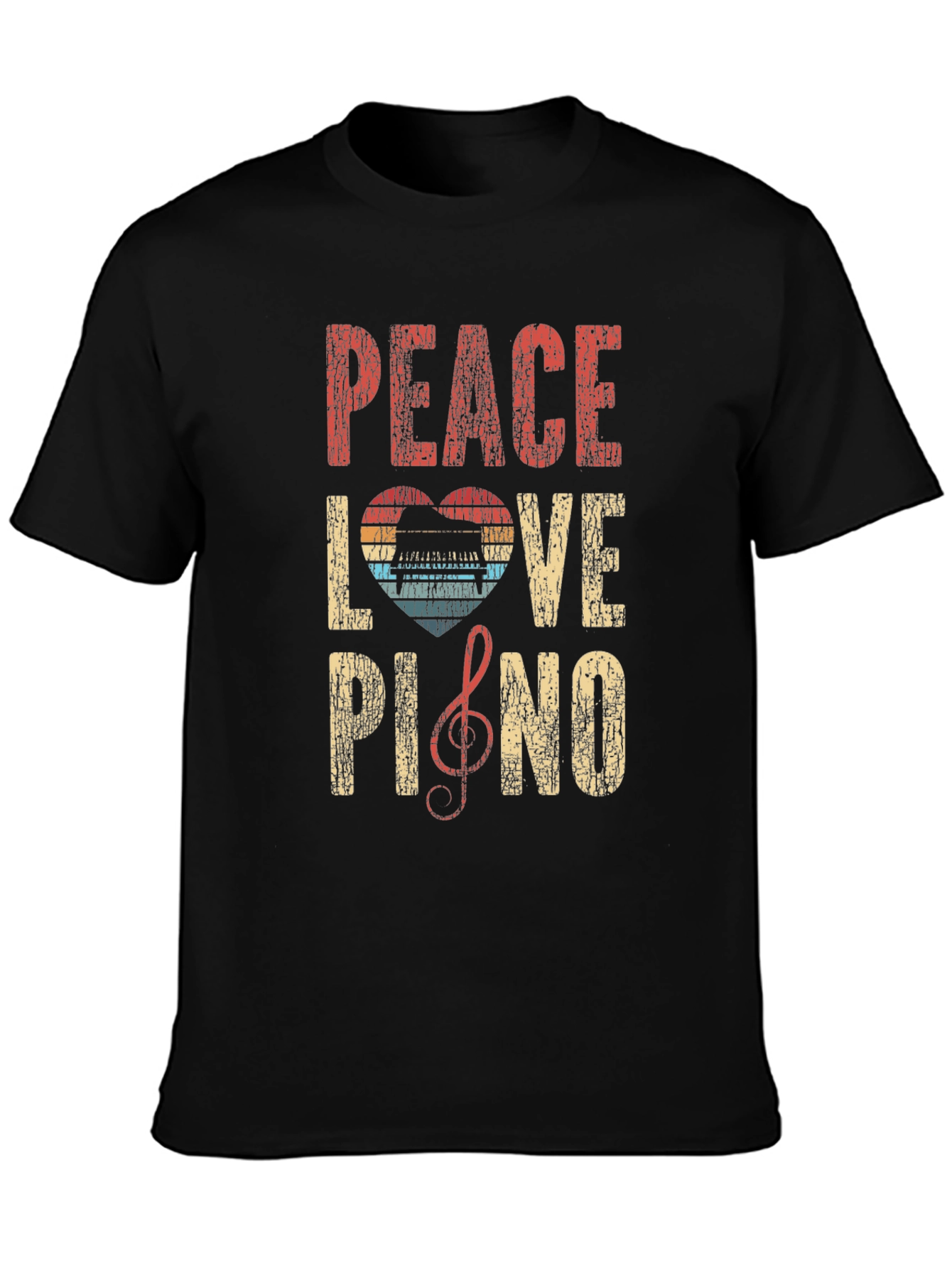Peace Love Piano Graphic T-Shirt - Music Lover Tee