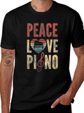 Peace Love Piano Graphic T-Shirt - Music Lover Tee