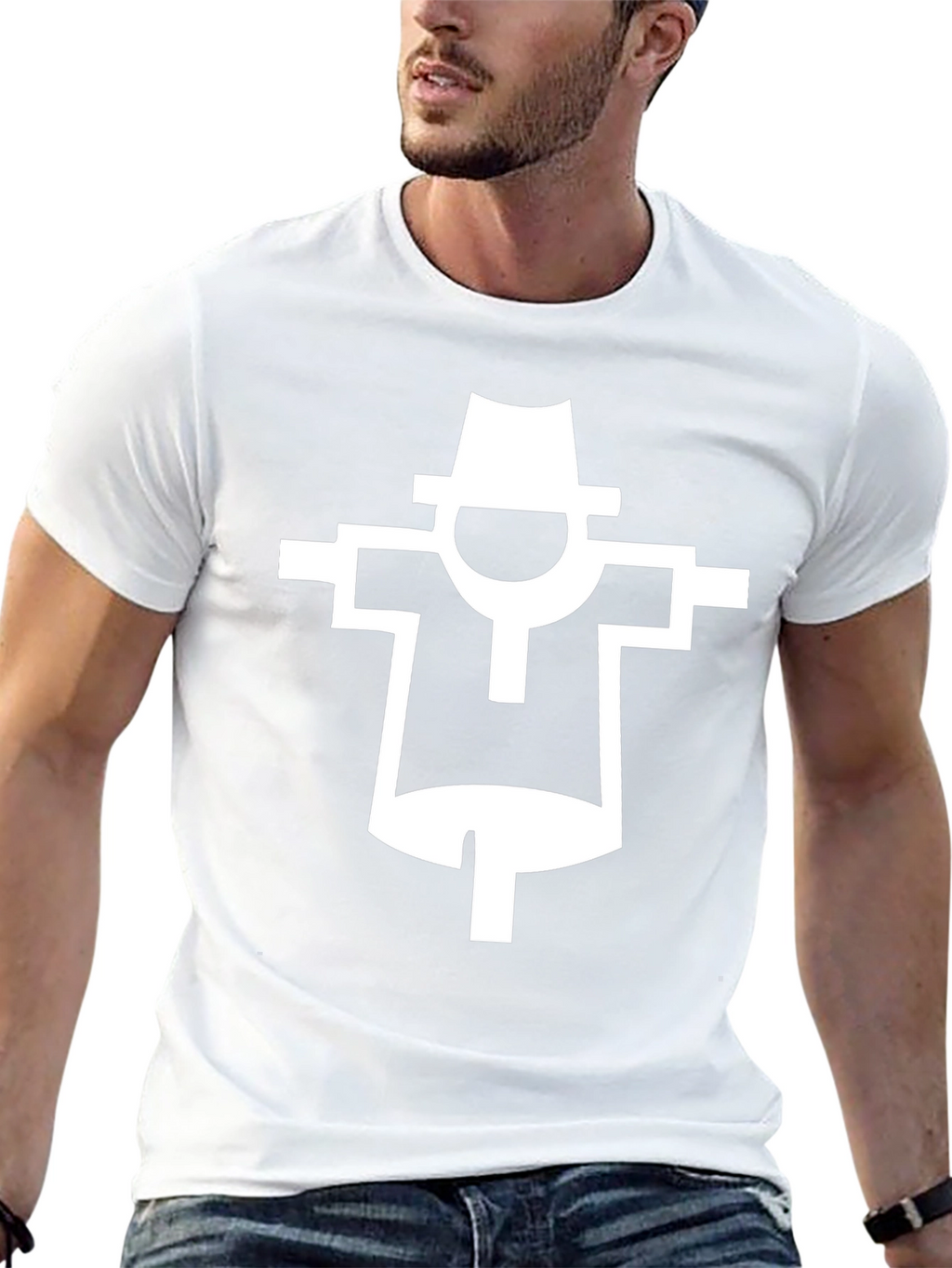 Stylized Scarecrow Graphic T-Shirt - Black