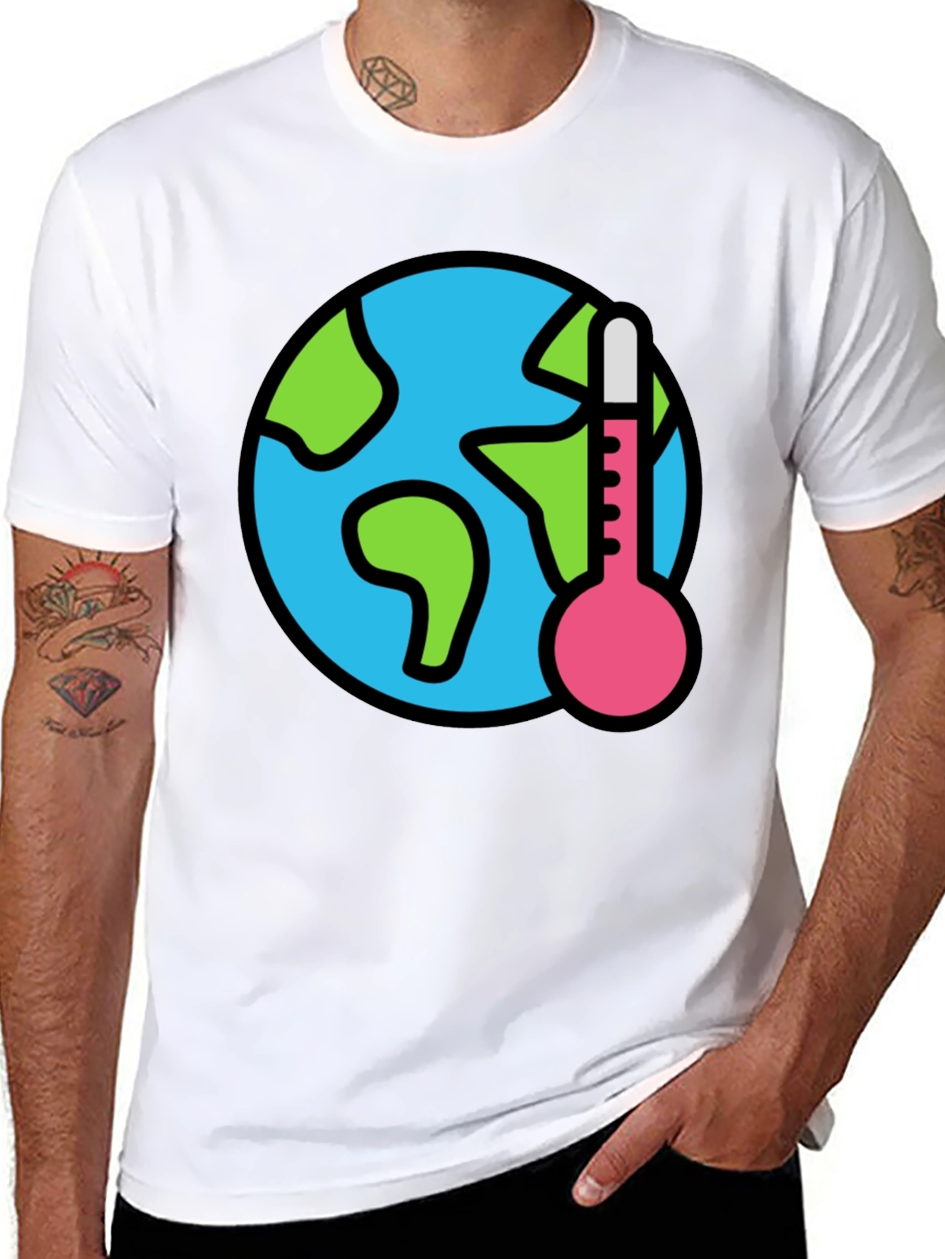 Global Warming Awareness Graphic Tee - Black Cotton