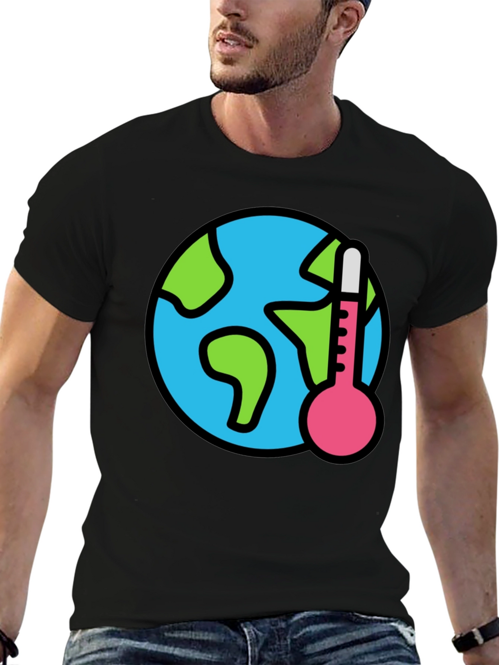 Global Warming Awareness Graphic Tee - Black Cotton