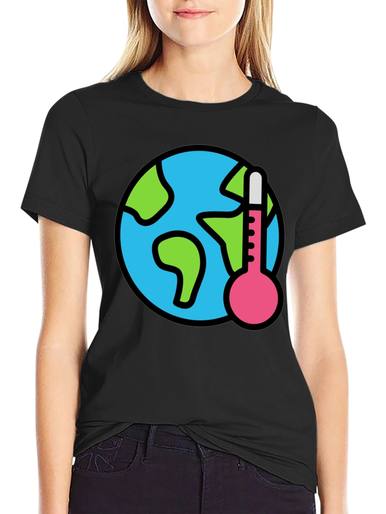 Global Warming Awareness Graphic Tee - Black Cotton