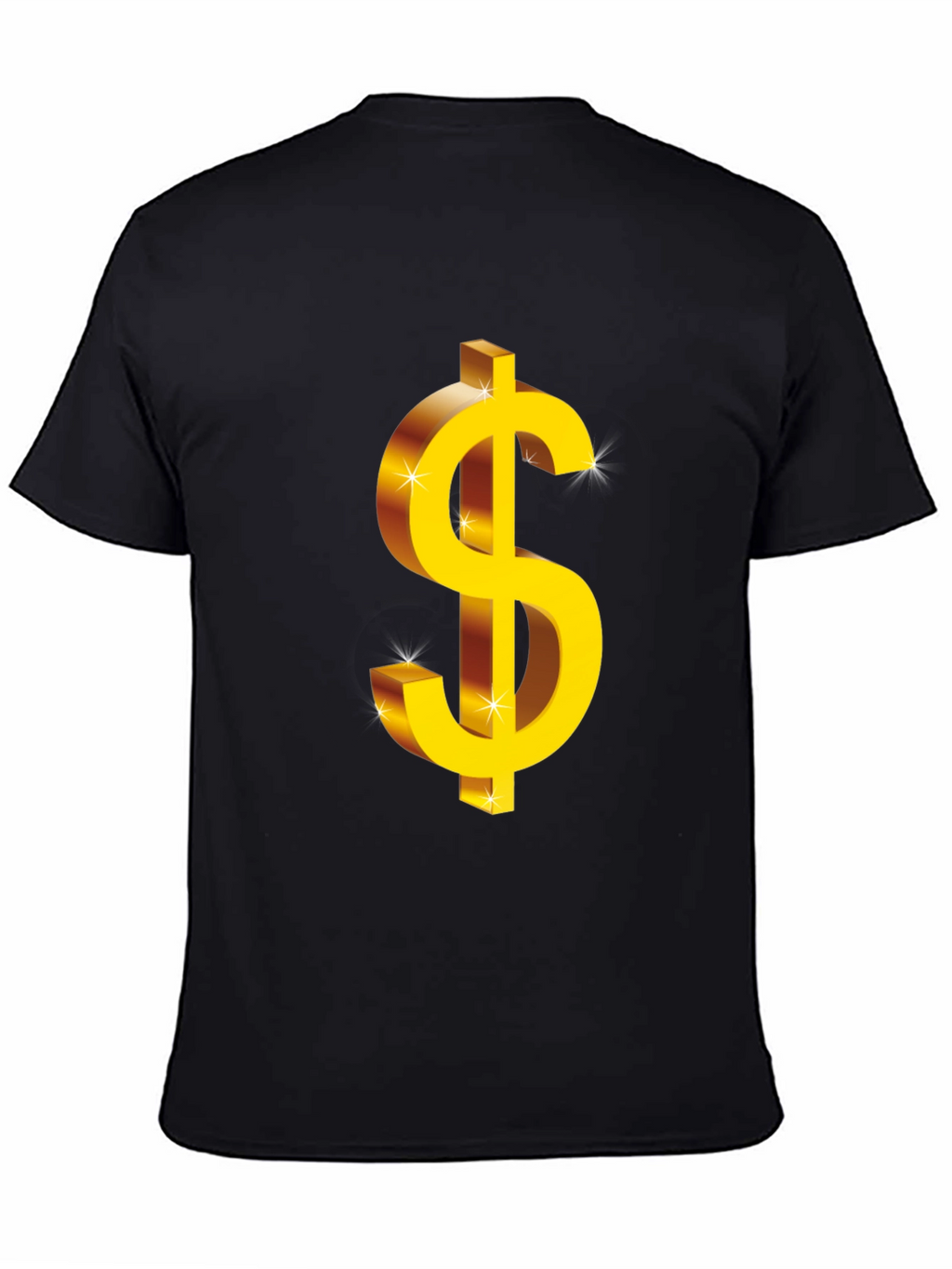 Bold Black T-Shirt with Gold Dollar Sign Graphic