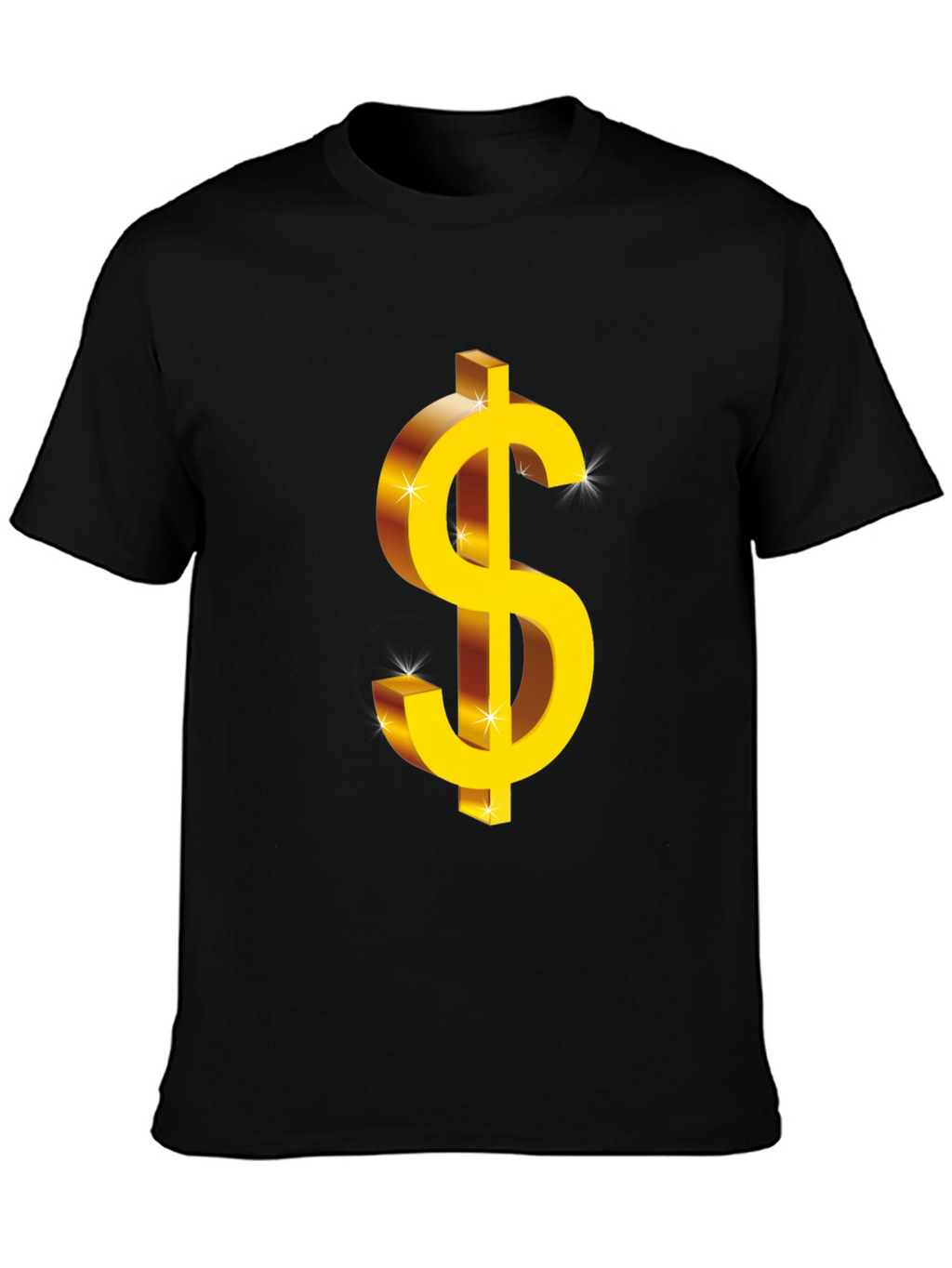 Bold Black T-Shirt with Gold Dollar Sign Graphic