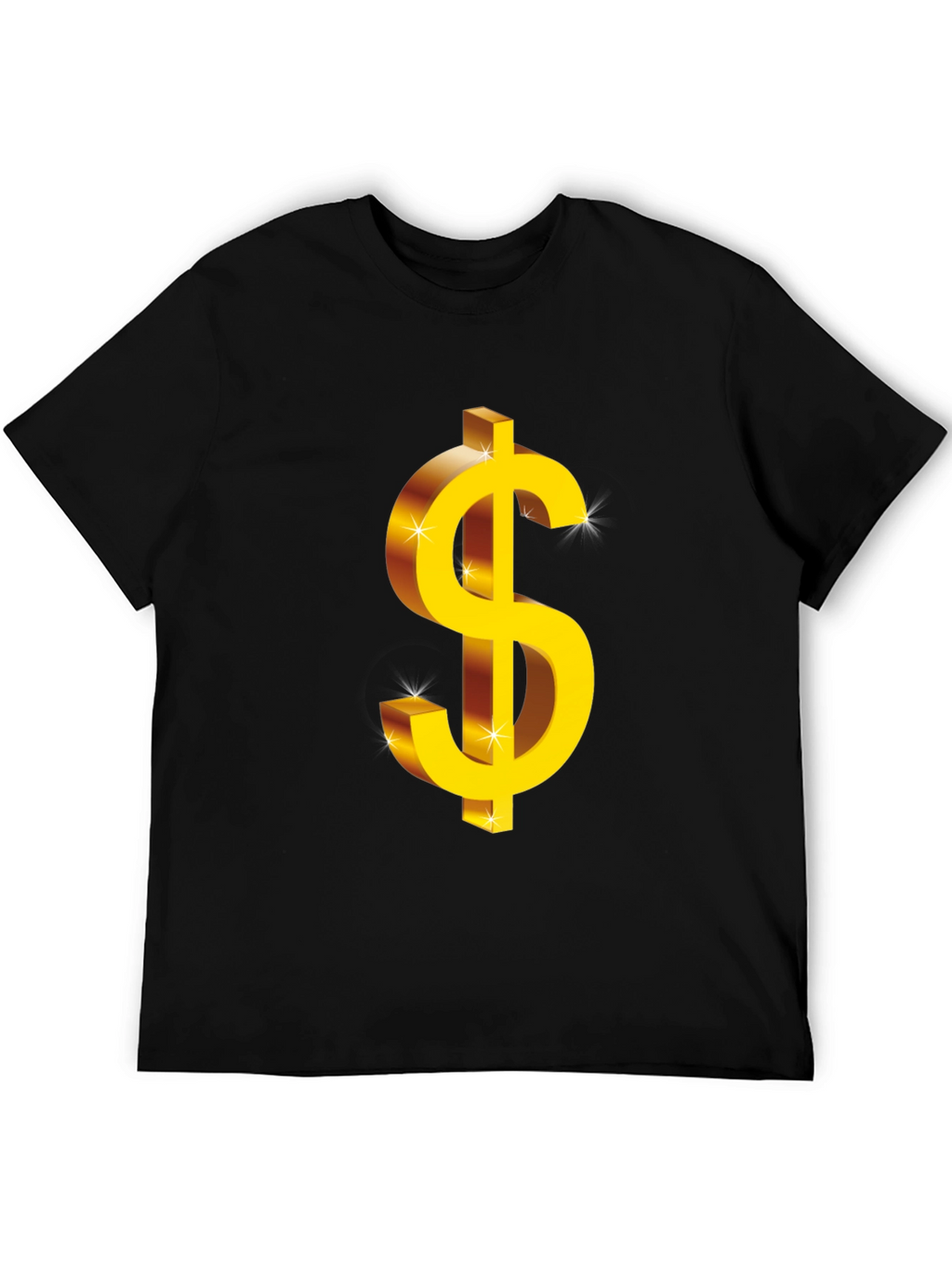 Bold Black T-Shirt with Gold Dollar Sign Graphic