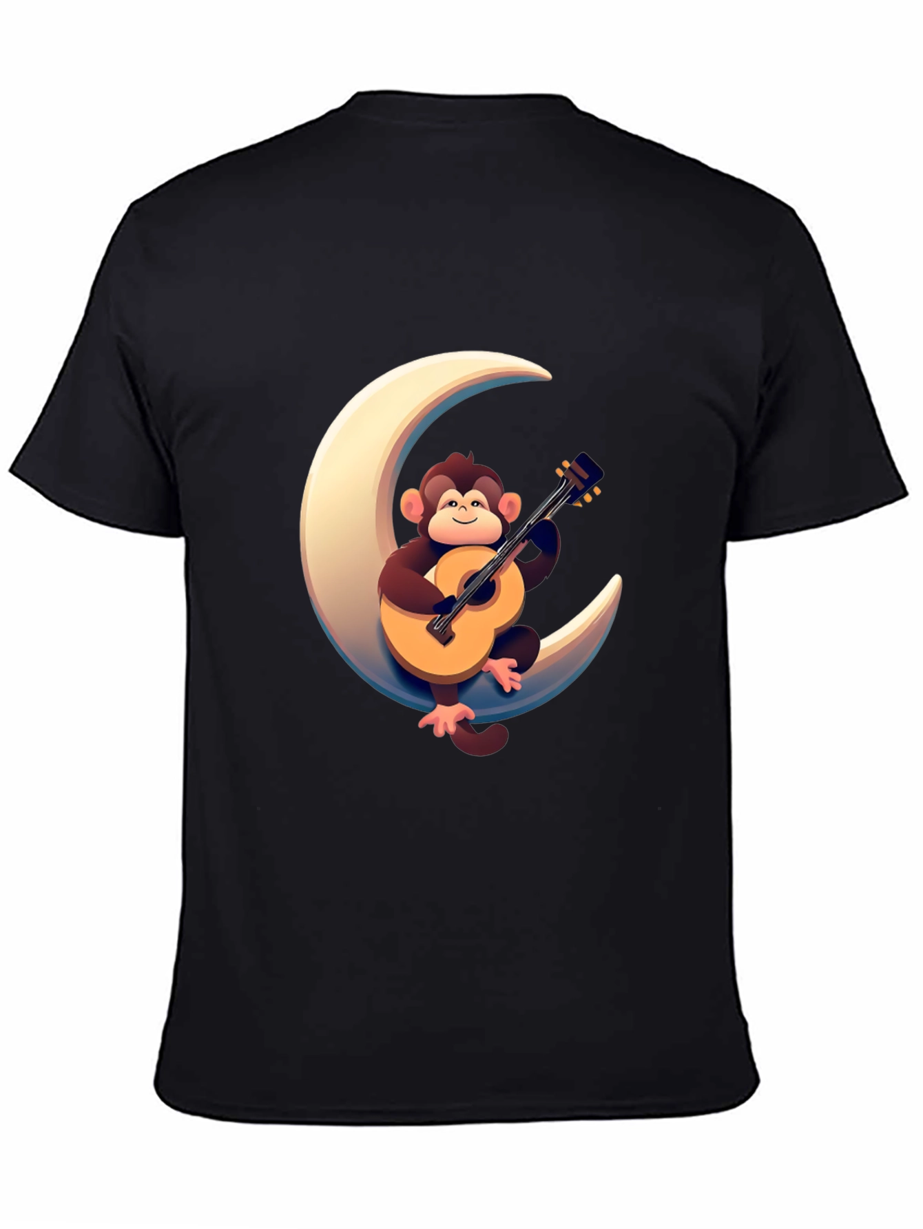 Monkey Guitar Moon Graphic Tee - Black T-Shirt