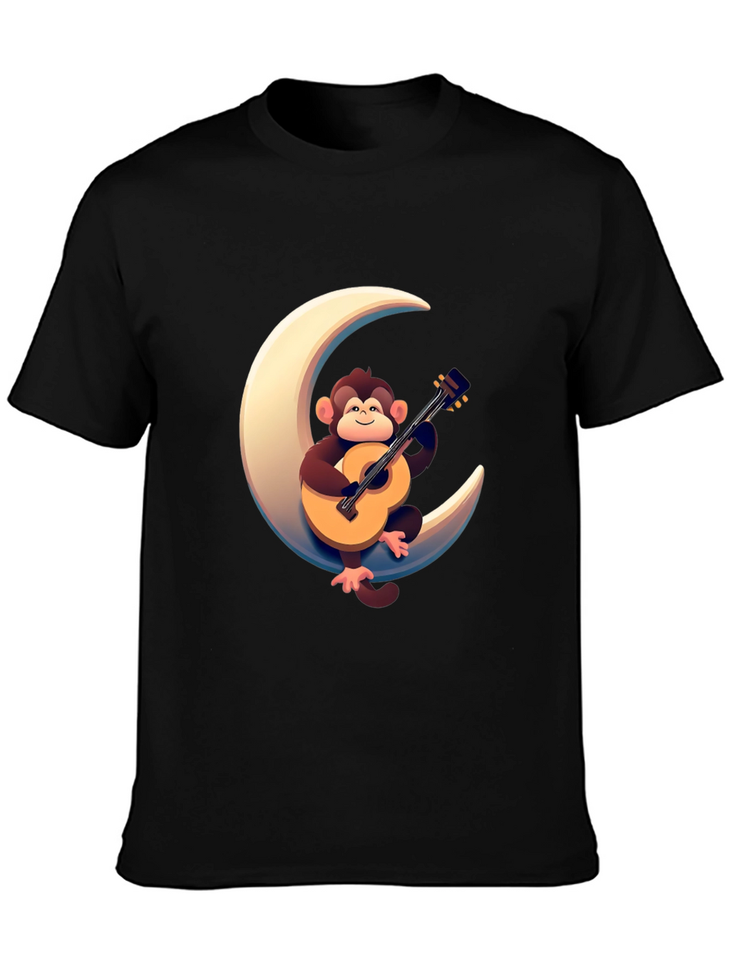 Monkey Guitar Moon Graphic Tee - Black T-Shirt