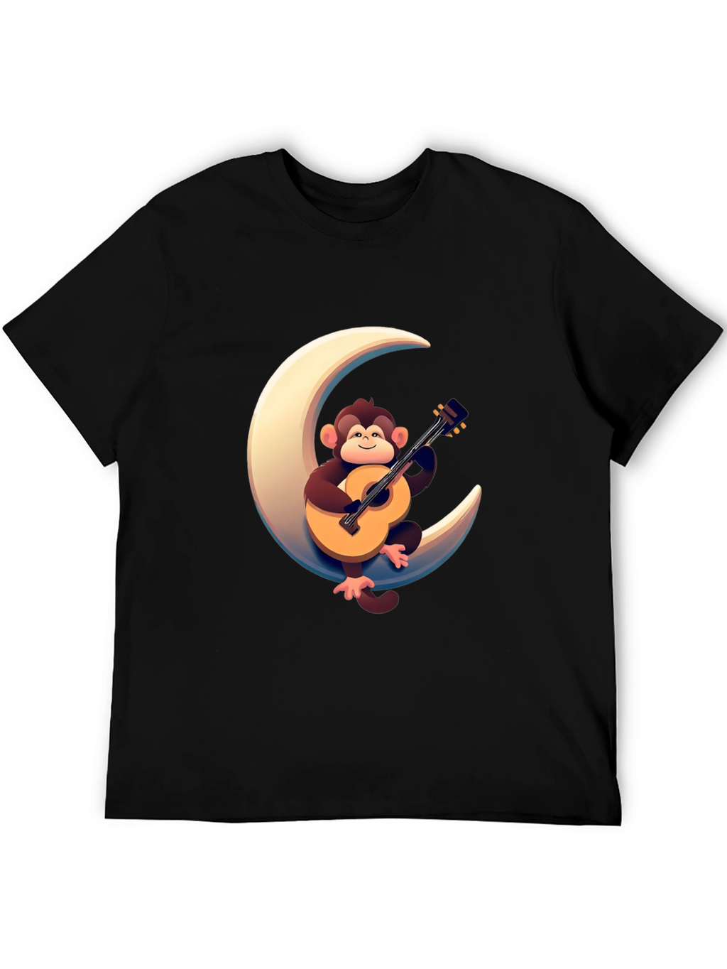 Monkey Guitar Moon Graphic Tee - Black T-Shirt