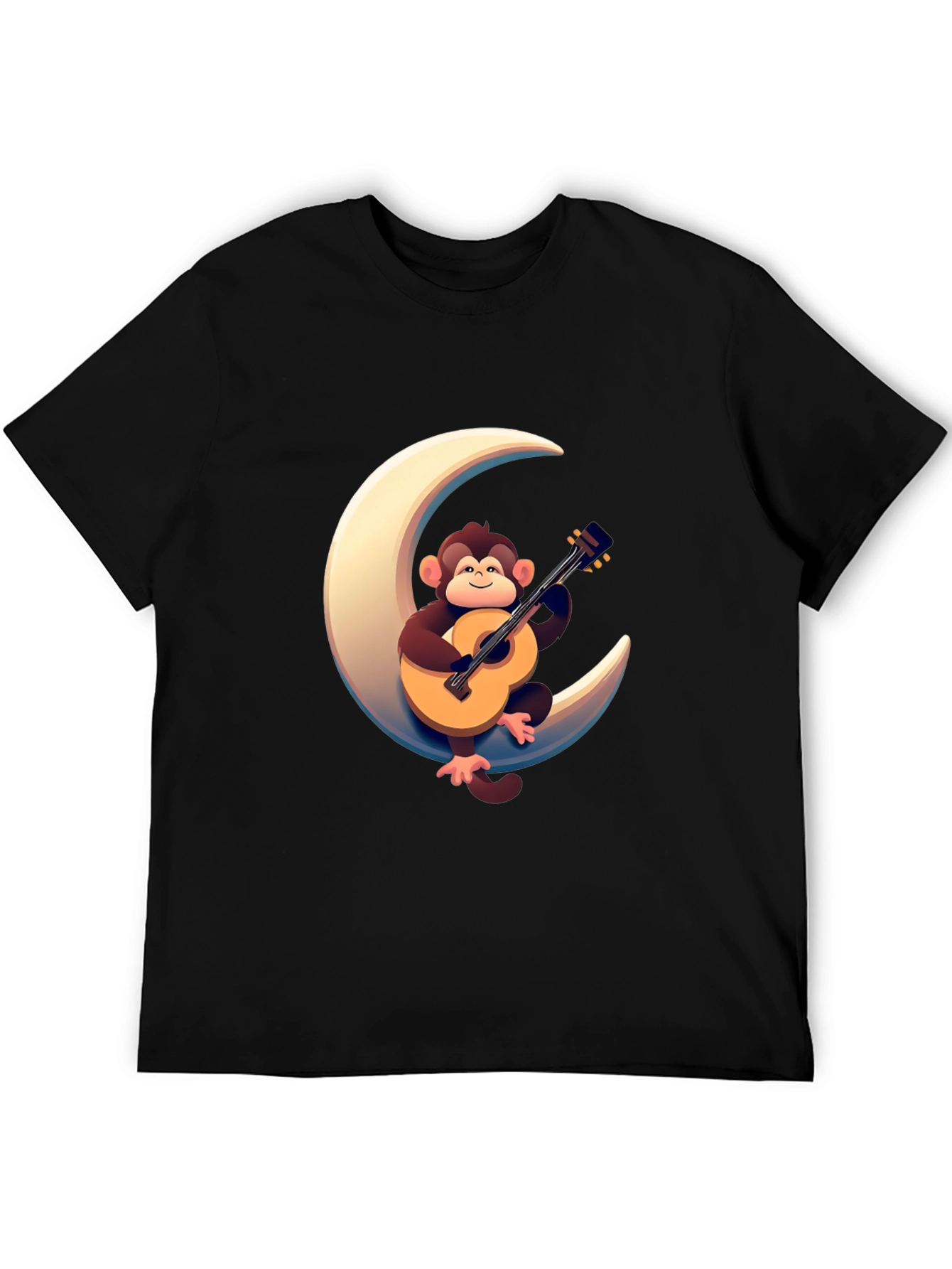 Monkey Guitar Moon Graphic Tee - Black T-Shirt
