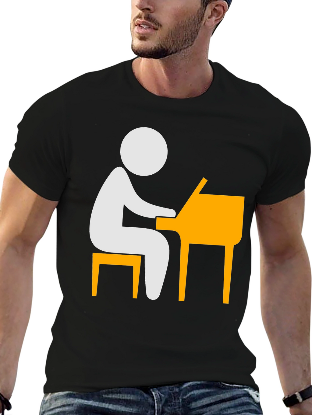 Piano Player T-Shirt - Stick Figure Musician Tee