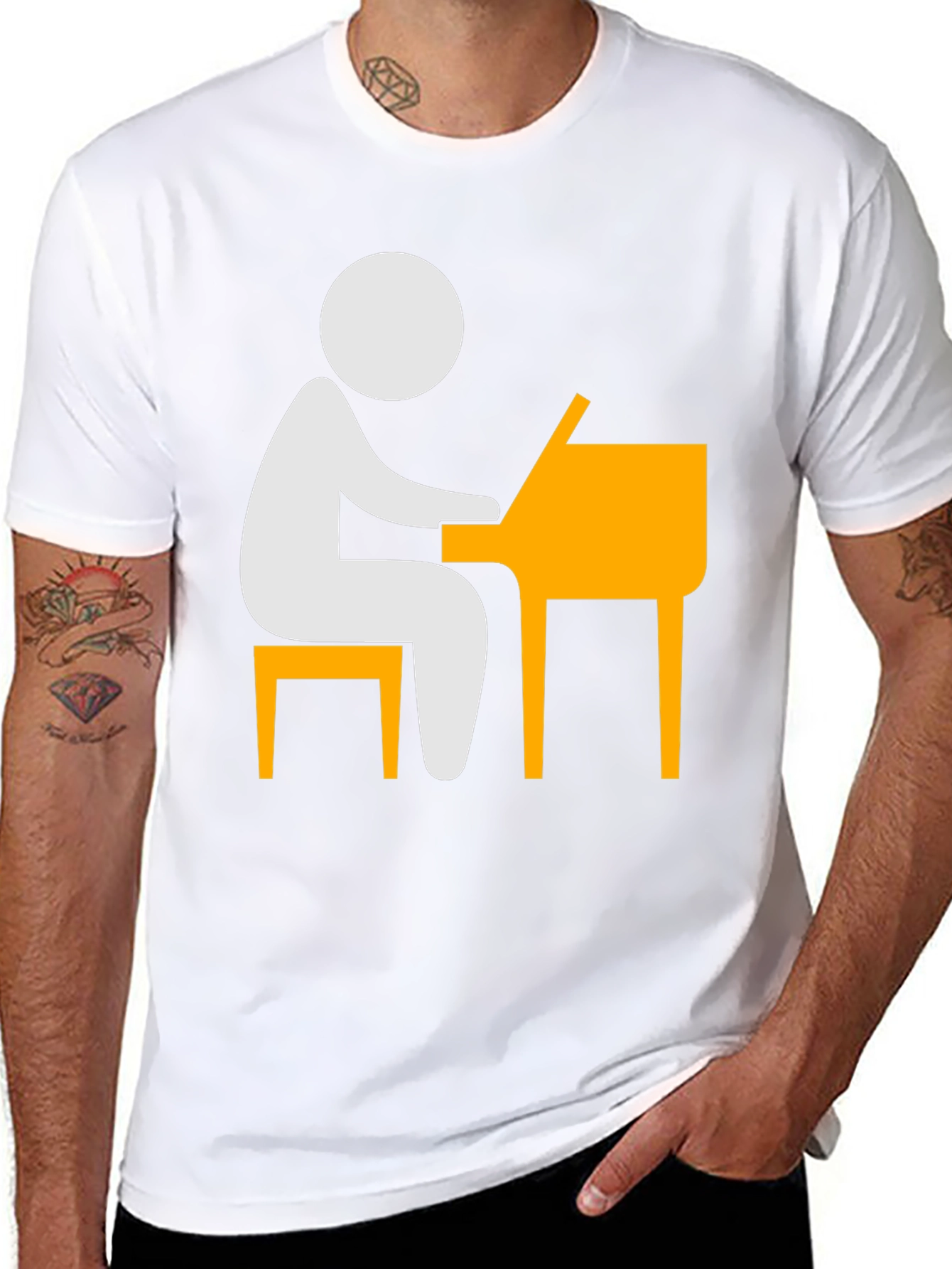 Piano Player T-Shirt - Stick Figure Musician Tee