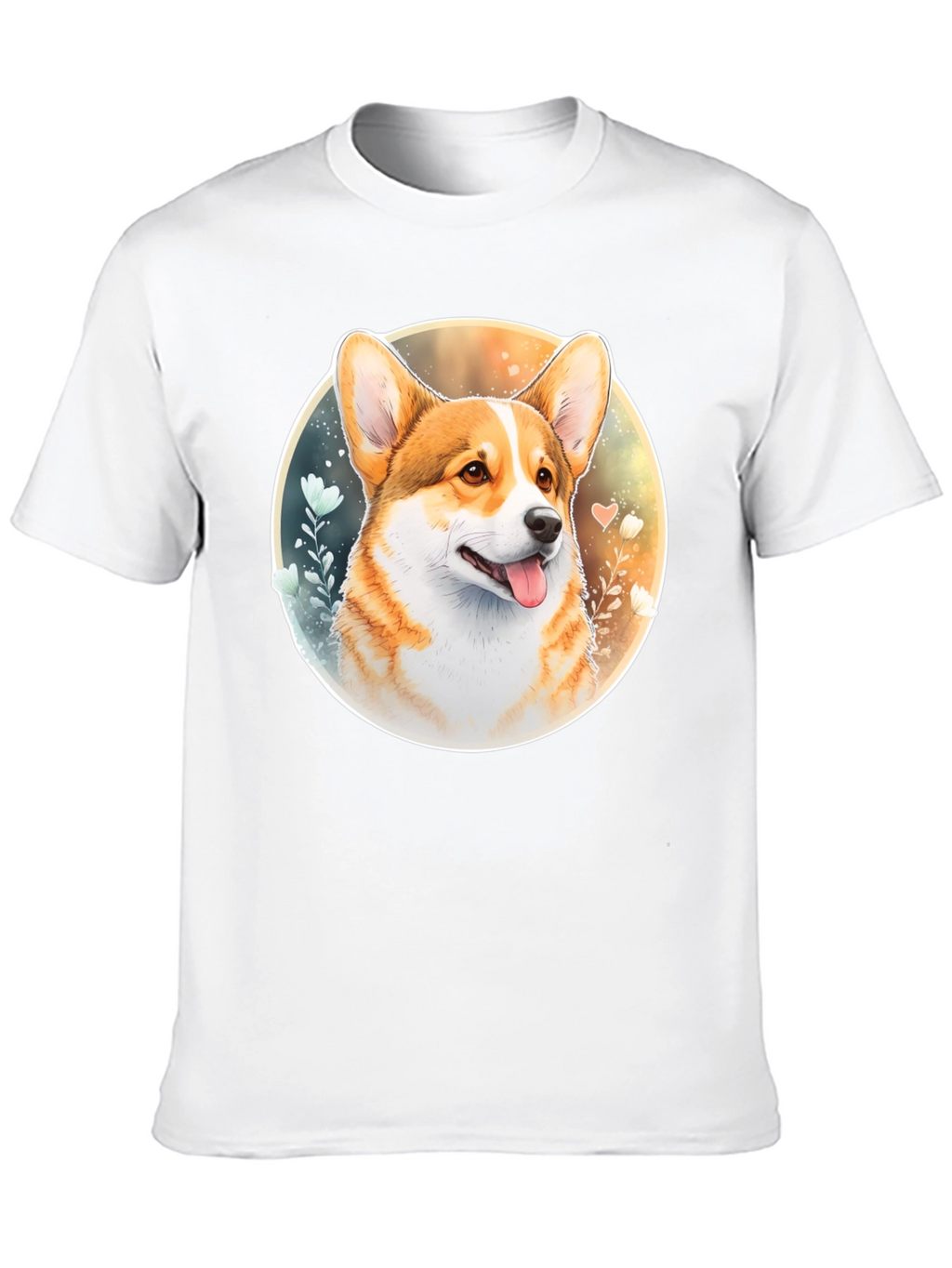 Corgi Portrait Black T-Shirt