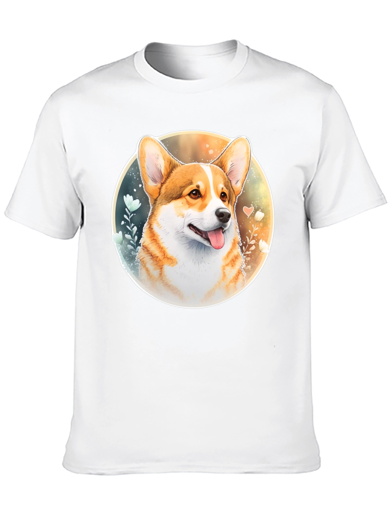 Corgi Portrait Black T-Shirt