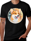 Corgi Portrait Black T-Shirt