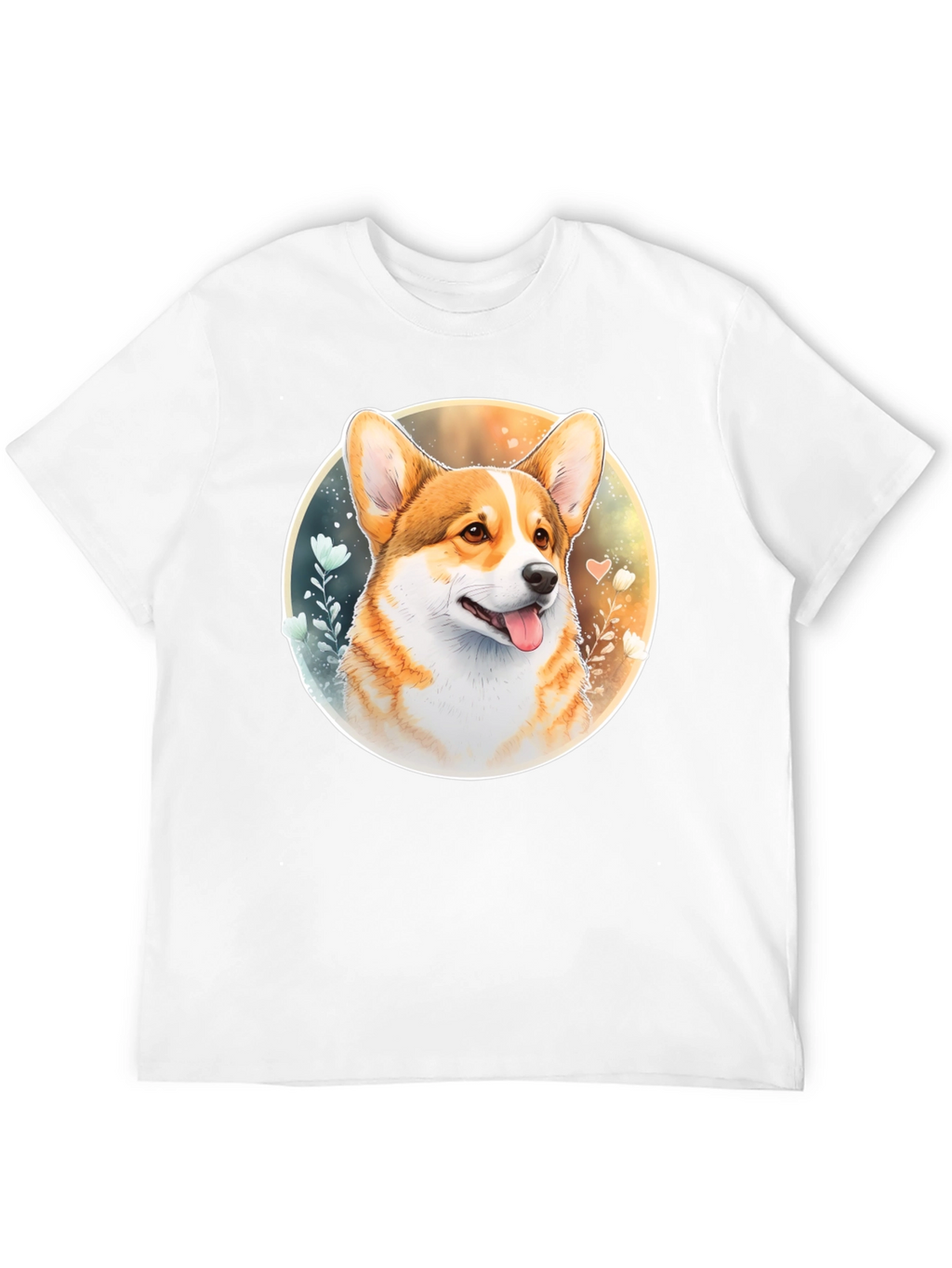 Corgi Portrait Black T-Shirt