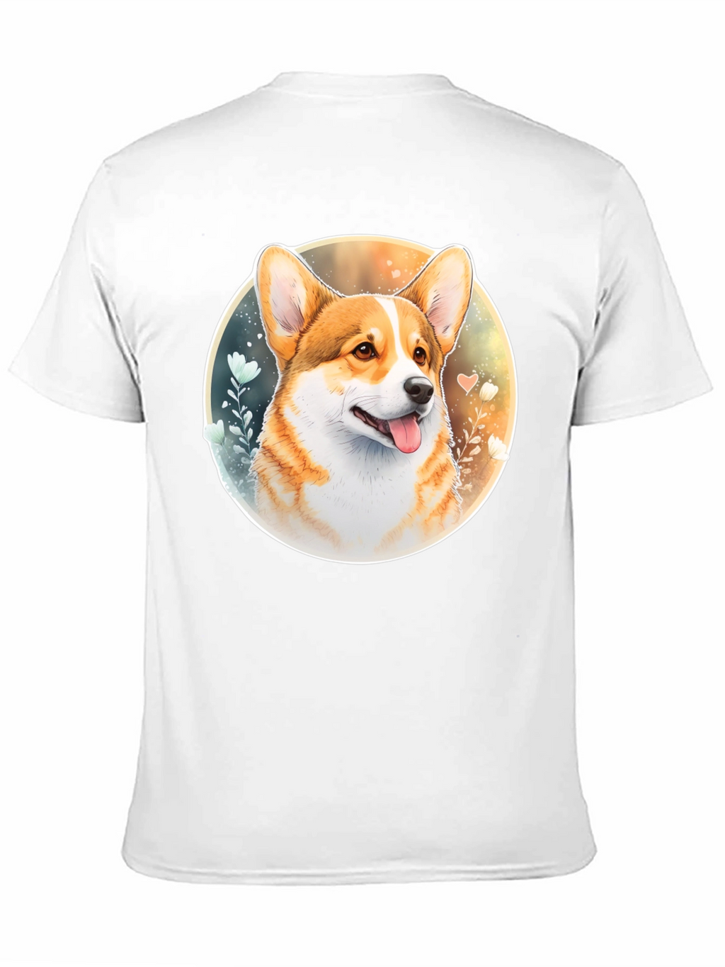 Corgi Portrait Black T-Shirt