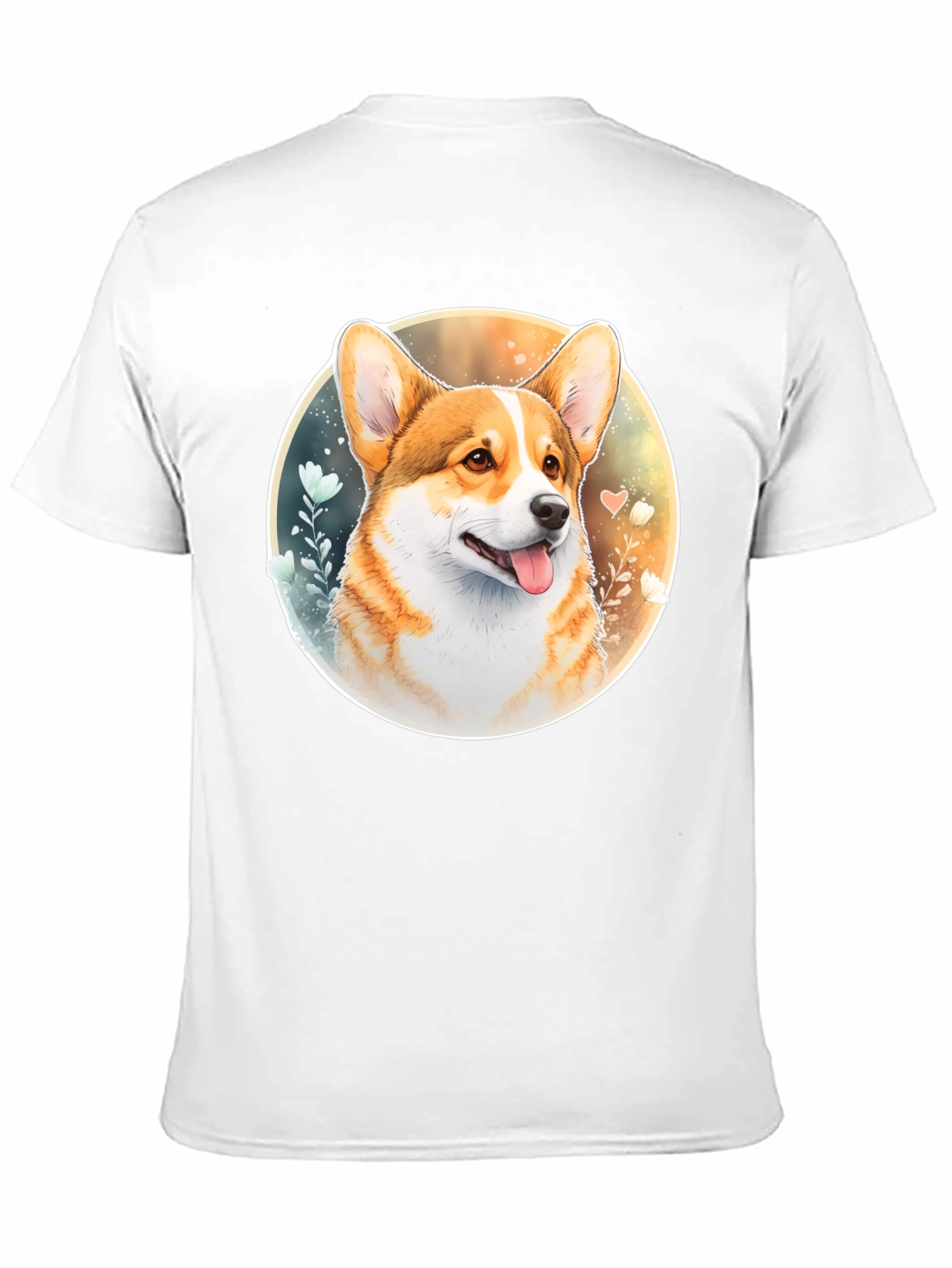 Corgi Portrait Black T-Shirt