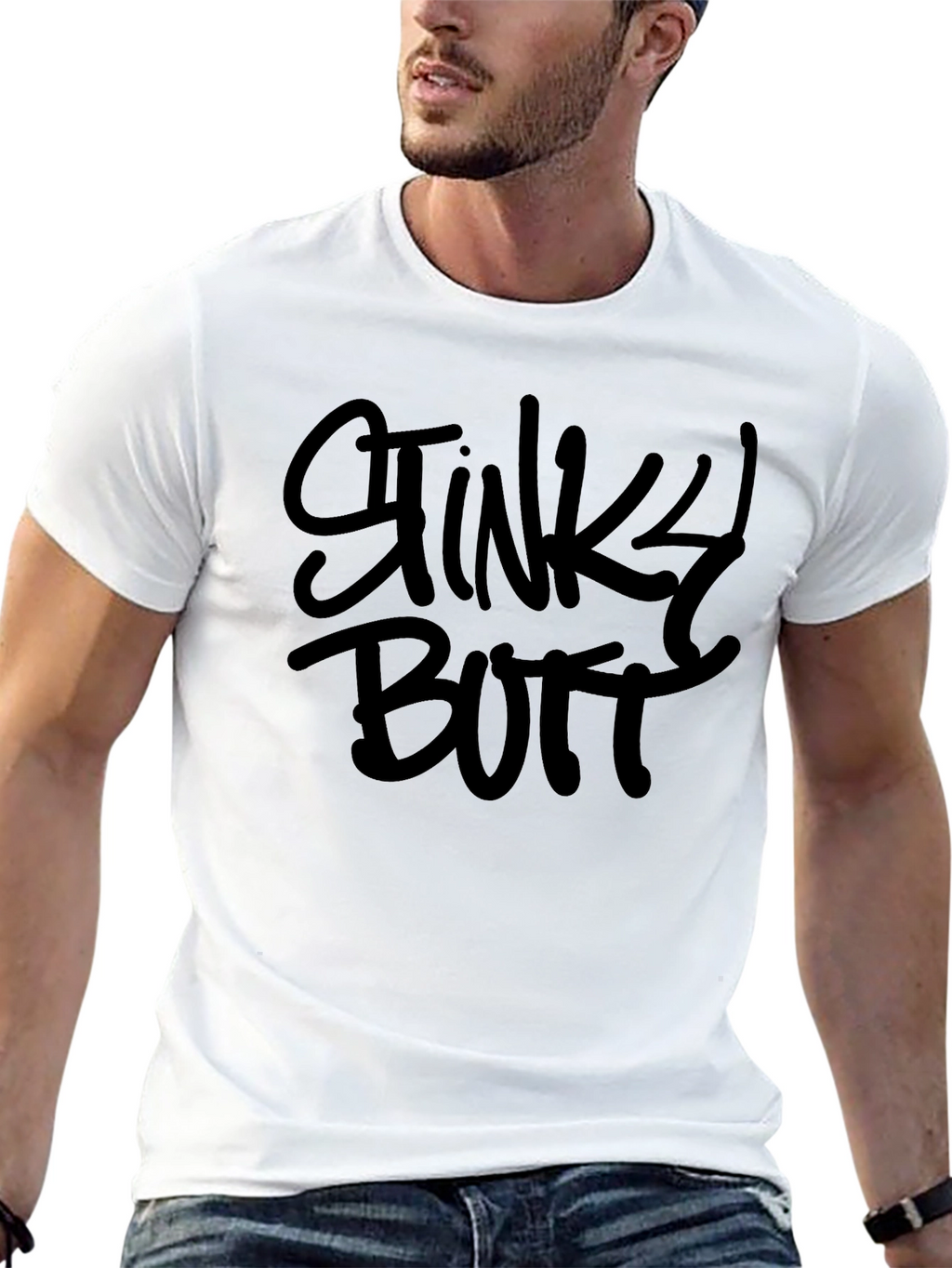 Stinky Butt Black Crewneck T-Shirt - Novelty Graphic Tee