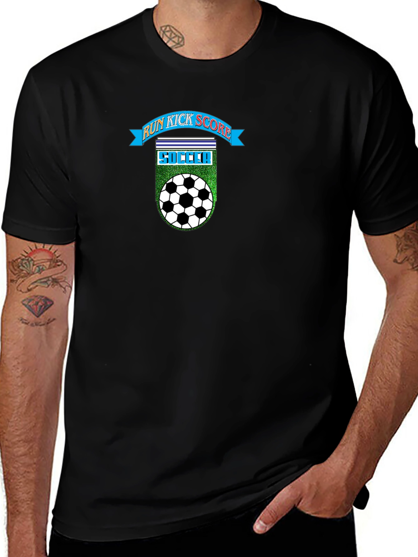 Run Kick Score Soccer T-Shirt - Black