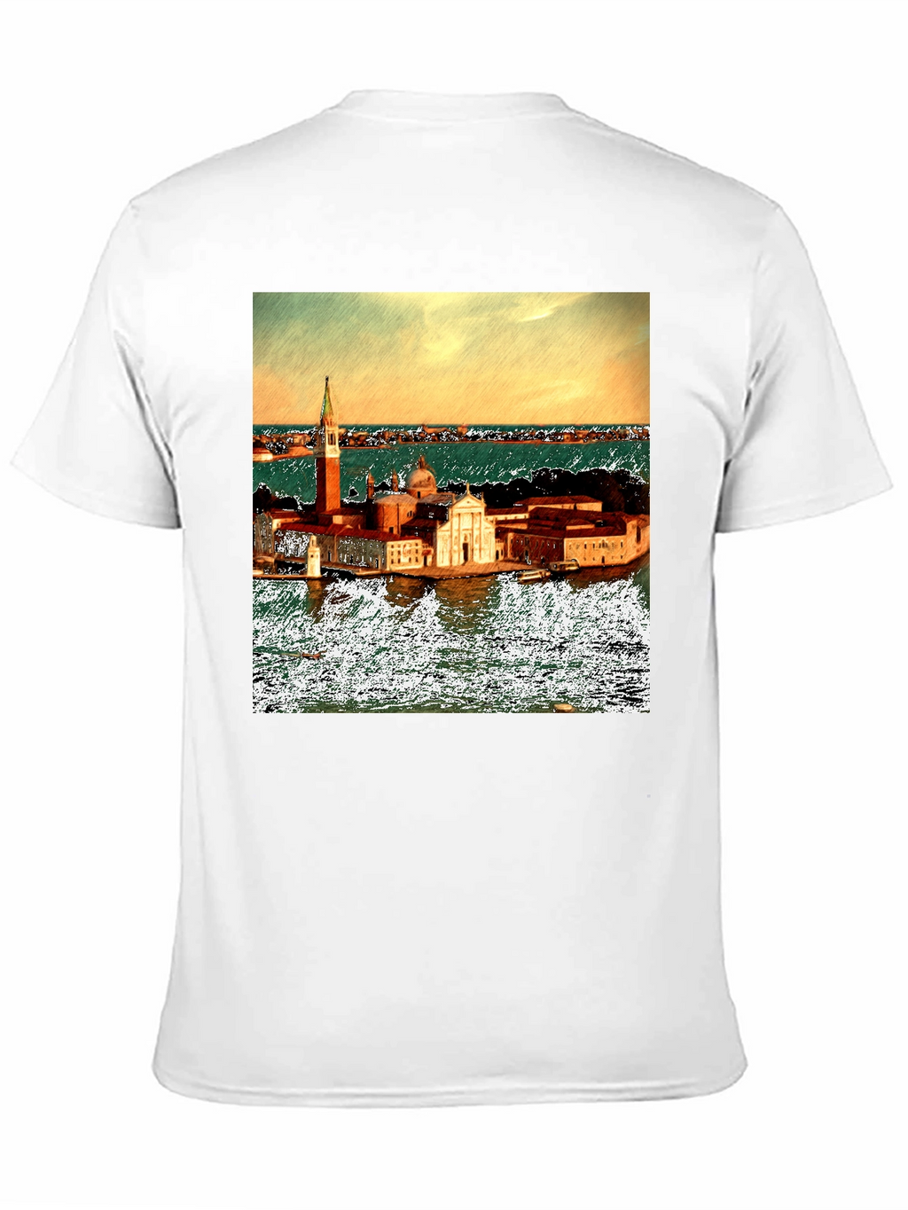 Venice Italy Island Print Black T-Shirt