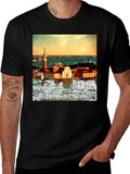 Venice Italy Island Print Black T-Shirt