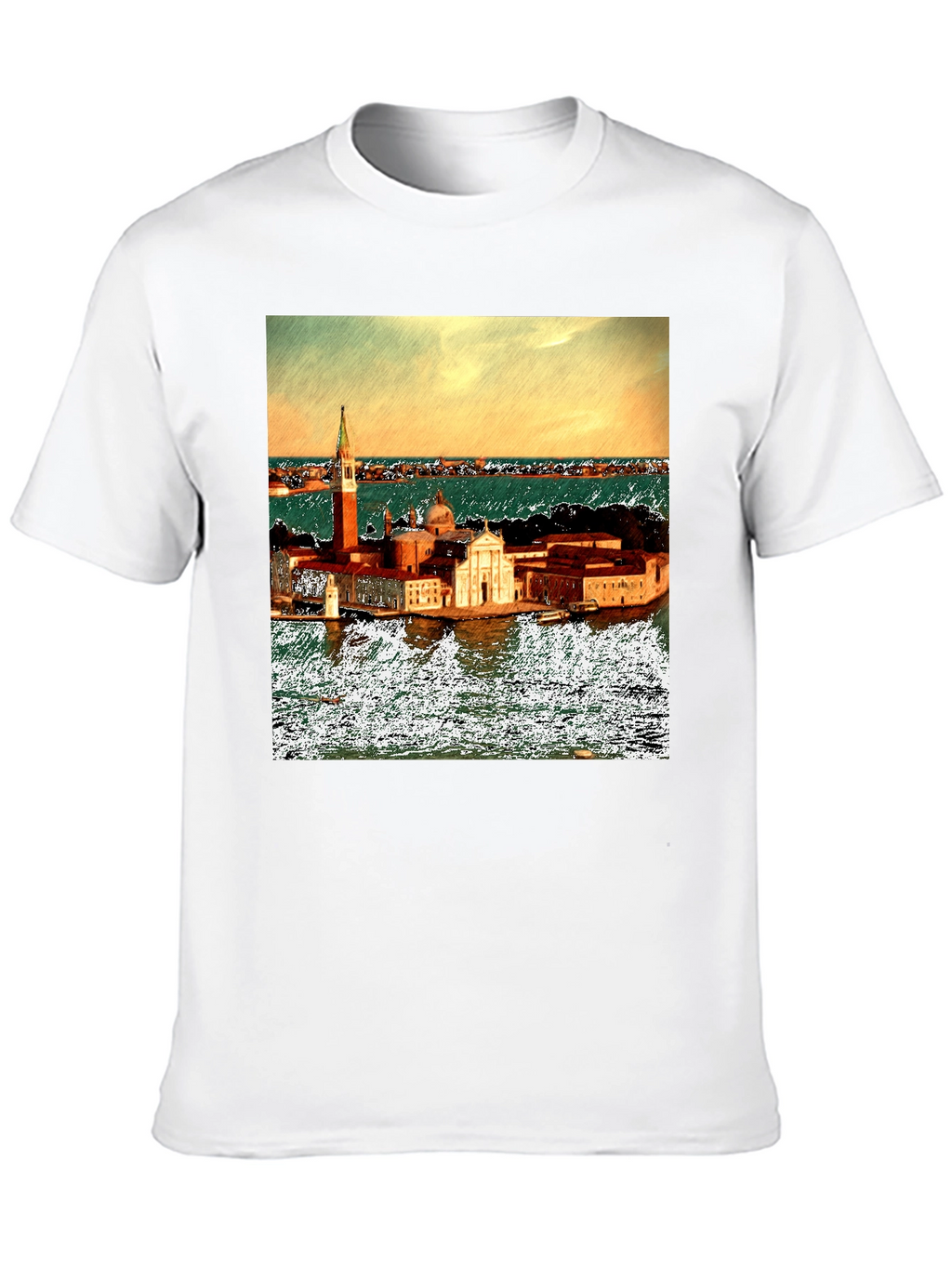 Venice Italy Island Print Black T-Shirt
