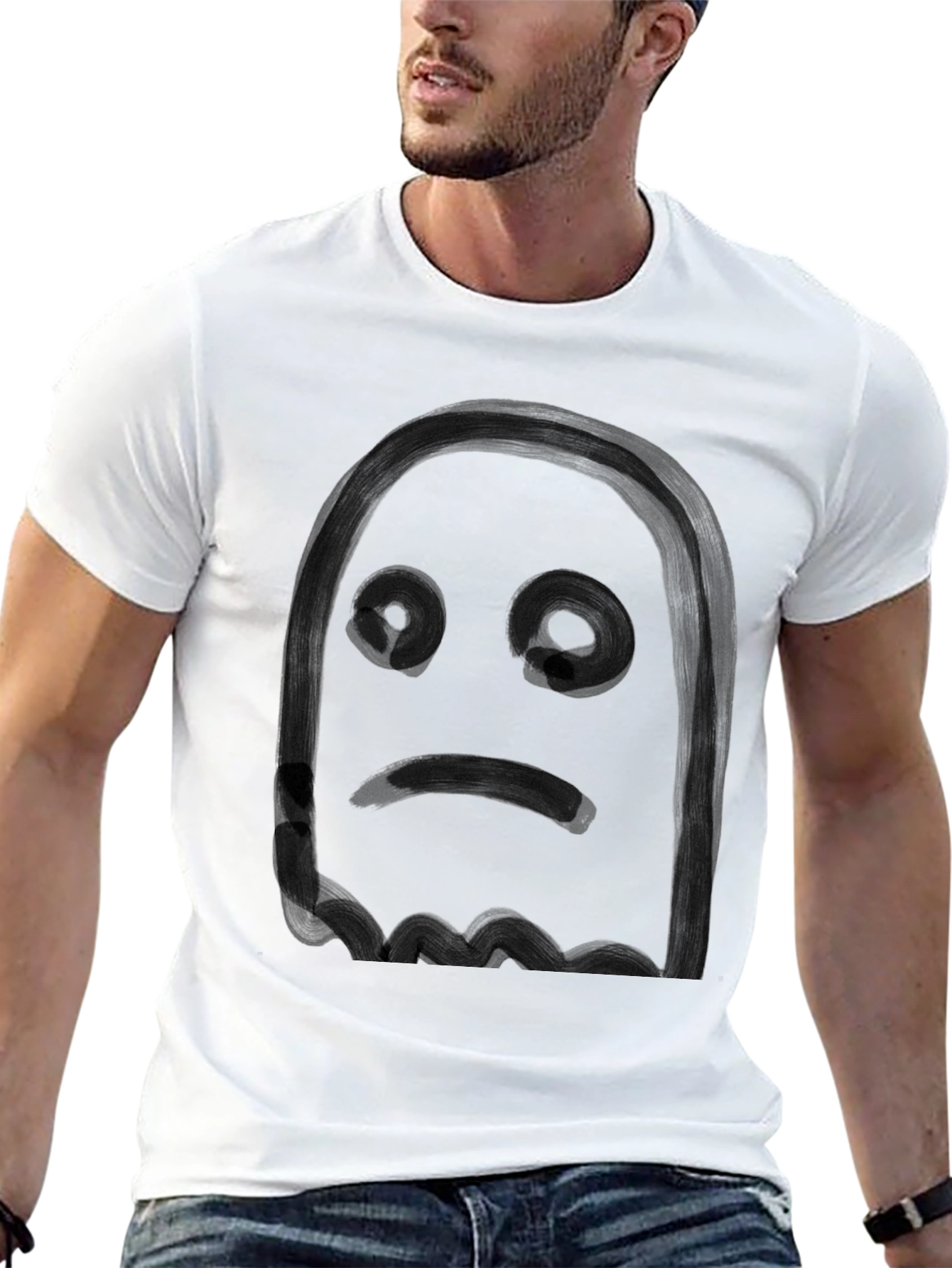Spooky Ghost Graphic T-Shirt - Halloween Mens Tee