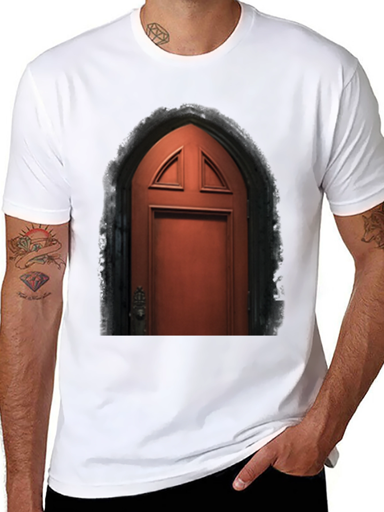 Arched Door Graphic Tee - Gothic Style T-Shirt
