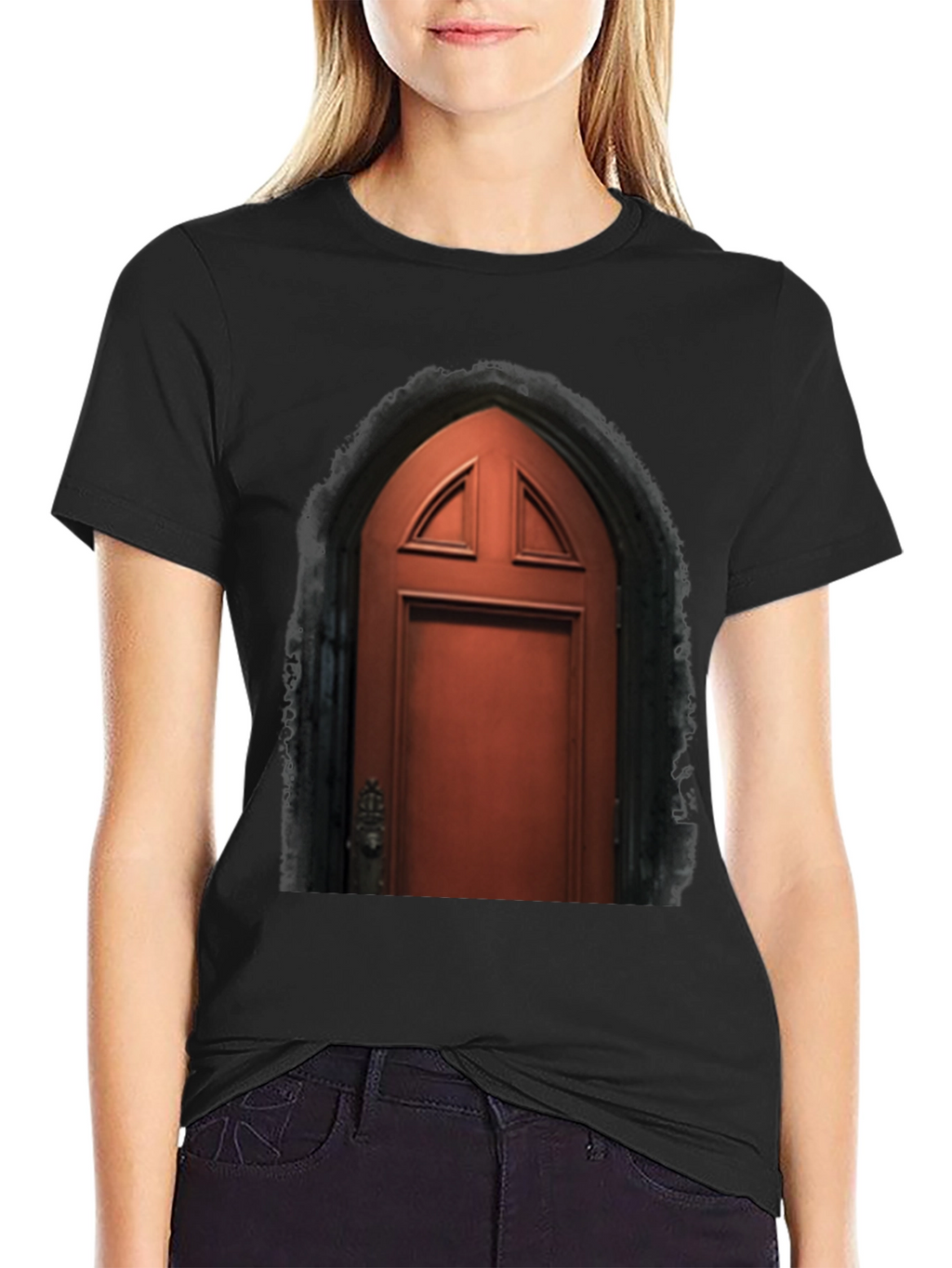 Arched Door Graphic Tee - Gothic Style T-Shirt